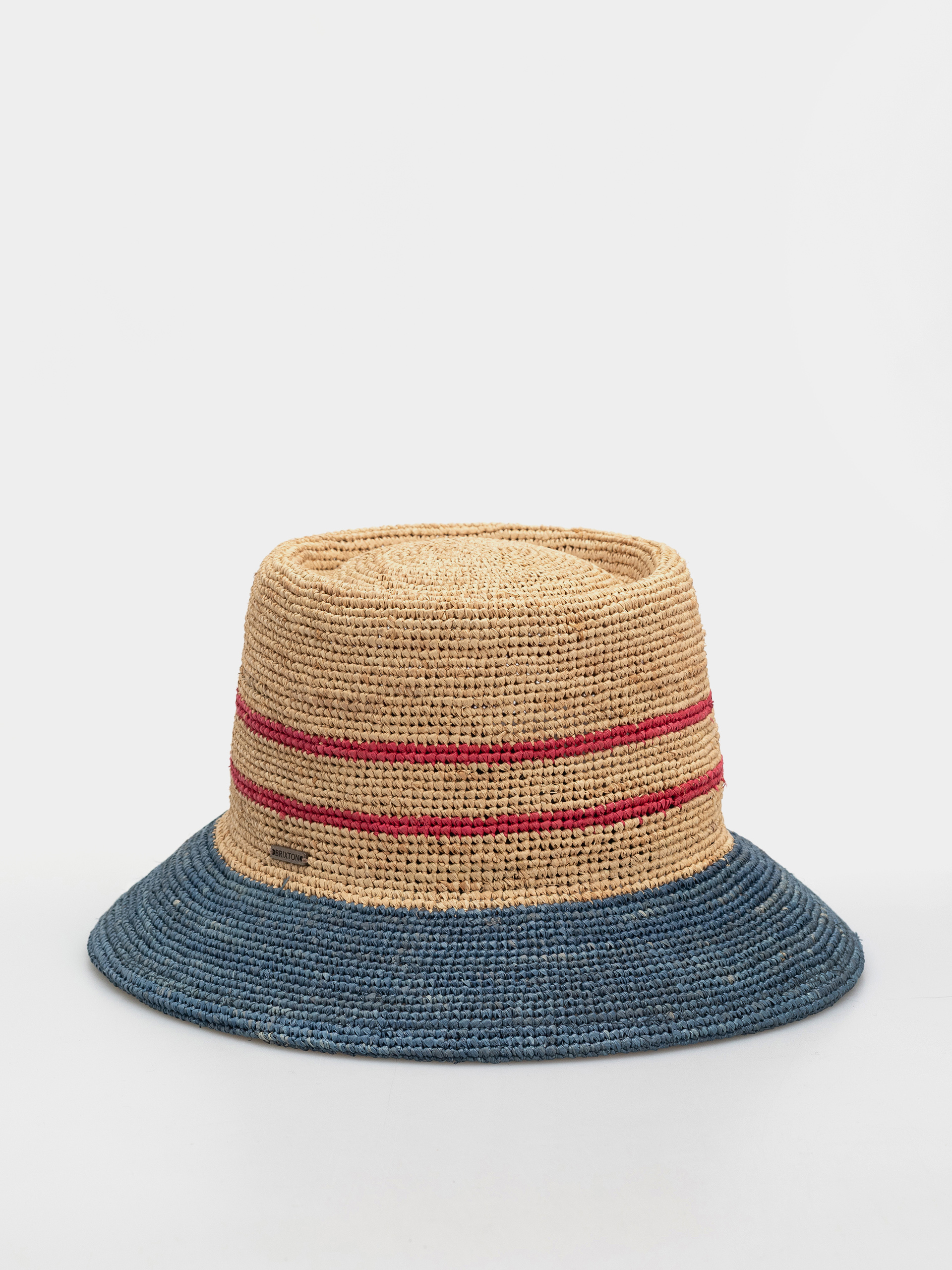 Pălărie Brixton Ellee Straw Bucket Wmn (natural/navy/red)