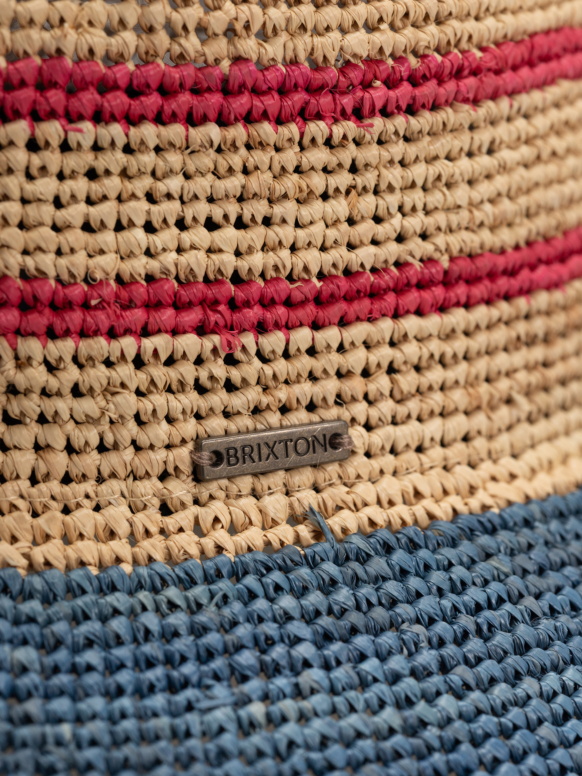 Pălărie Brixton Ellee Straw Bucket Wmn (natural/navy/red)