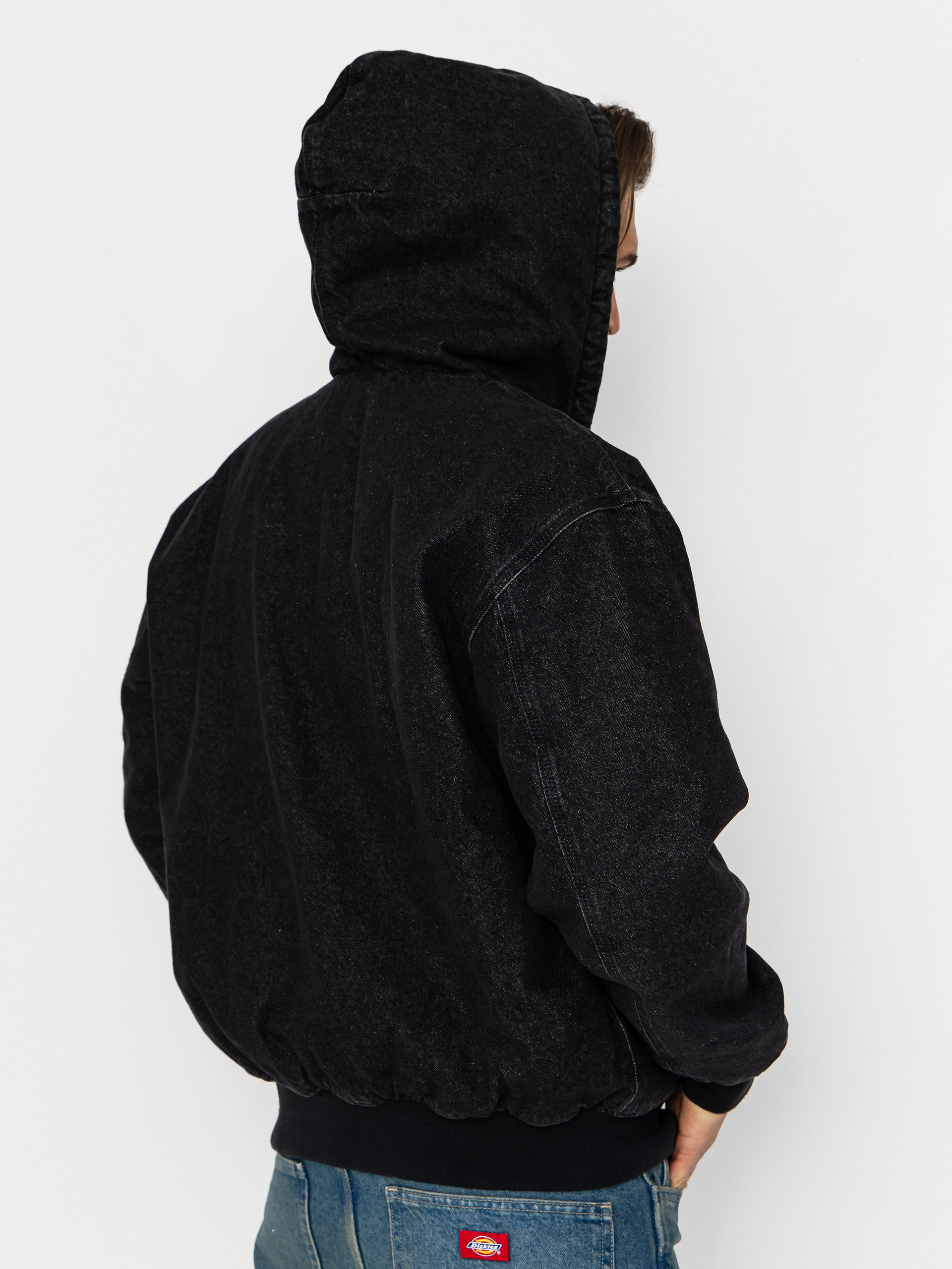 Geacă Dickies Hilham Lined Denim Hooded Bomber (black wash faded)