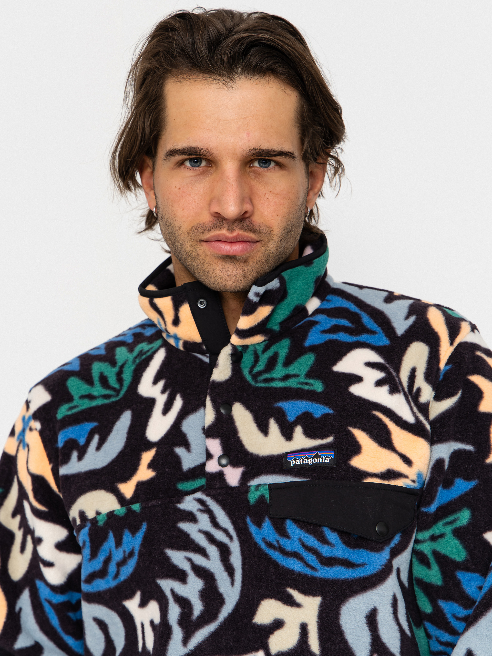 Pentru bărbați Hanorac din fleece Patagonia Lightweight Synchilla Snap T (kaleido/black)