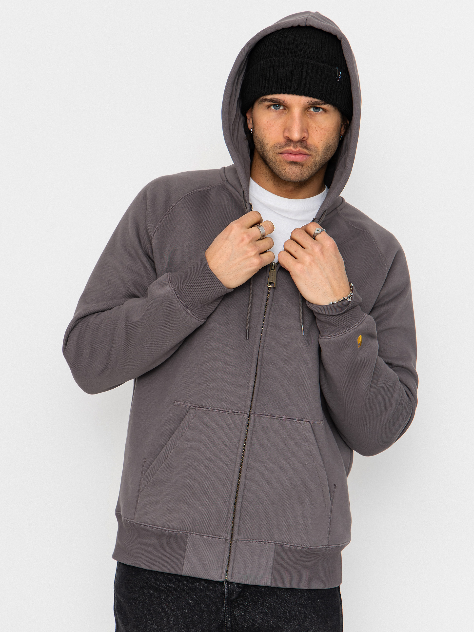 Hanorac cu glugă Carhartt WIP Chase ZHD (porphyry/gold)