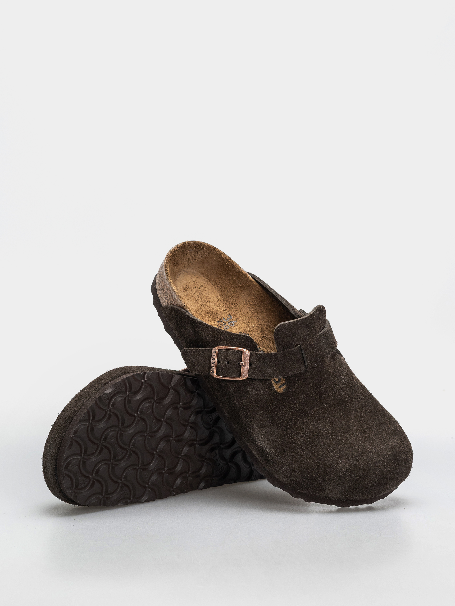 Șlapi Birkenstock Boston Suede Leather Regular (mocca)