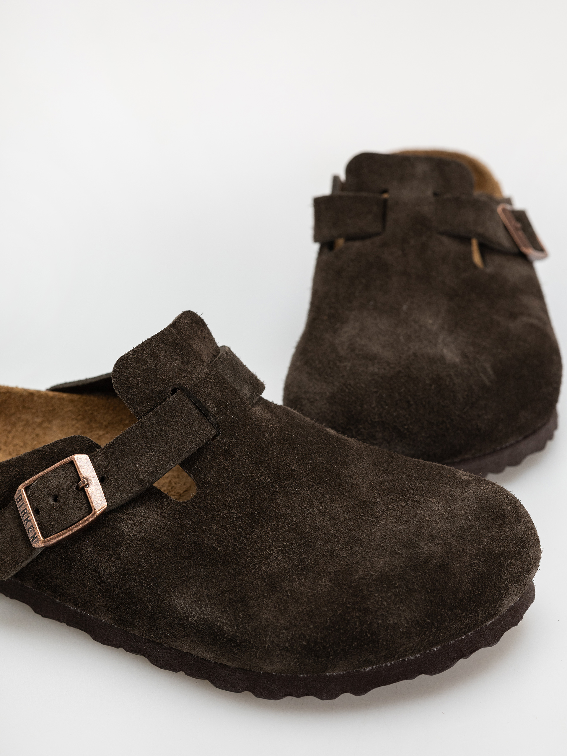 Șlapi Birkenstock Boston Suede Leather Regular (mocca)