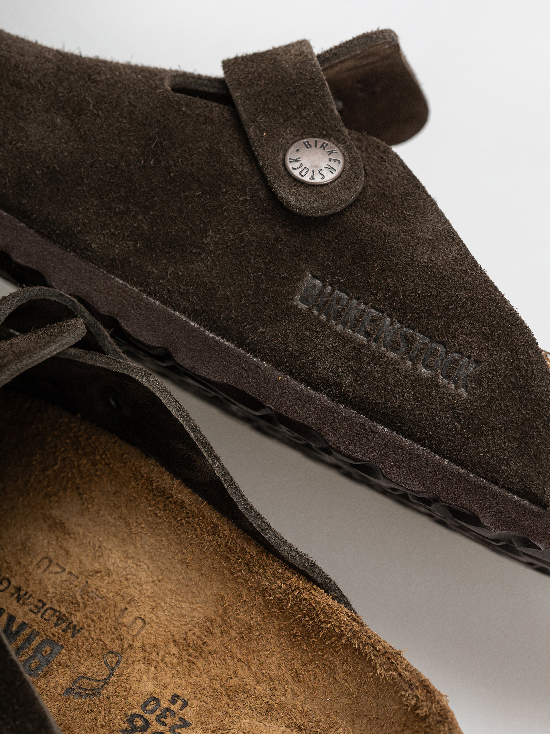 Șlapi Birkenstock Boston Suede Leather Regular (mocca)