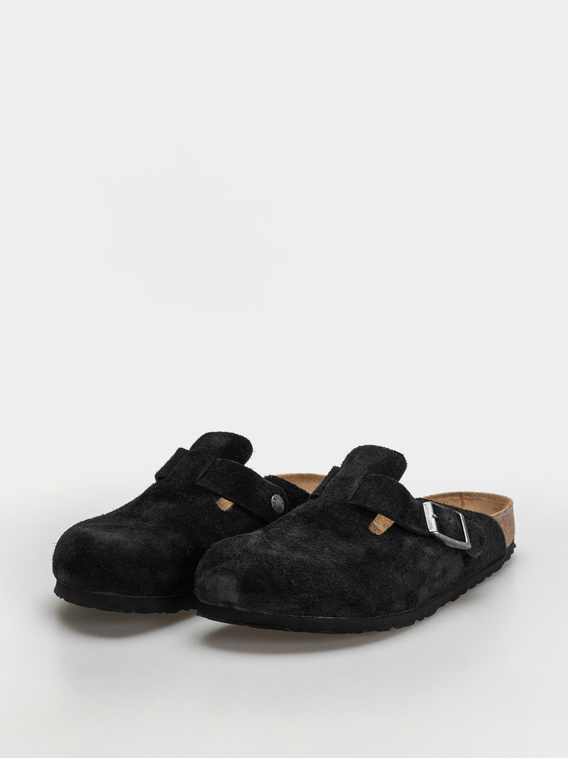 Șlapi Birkenstock Boston Suede Leather Narrow (black)