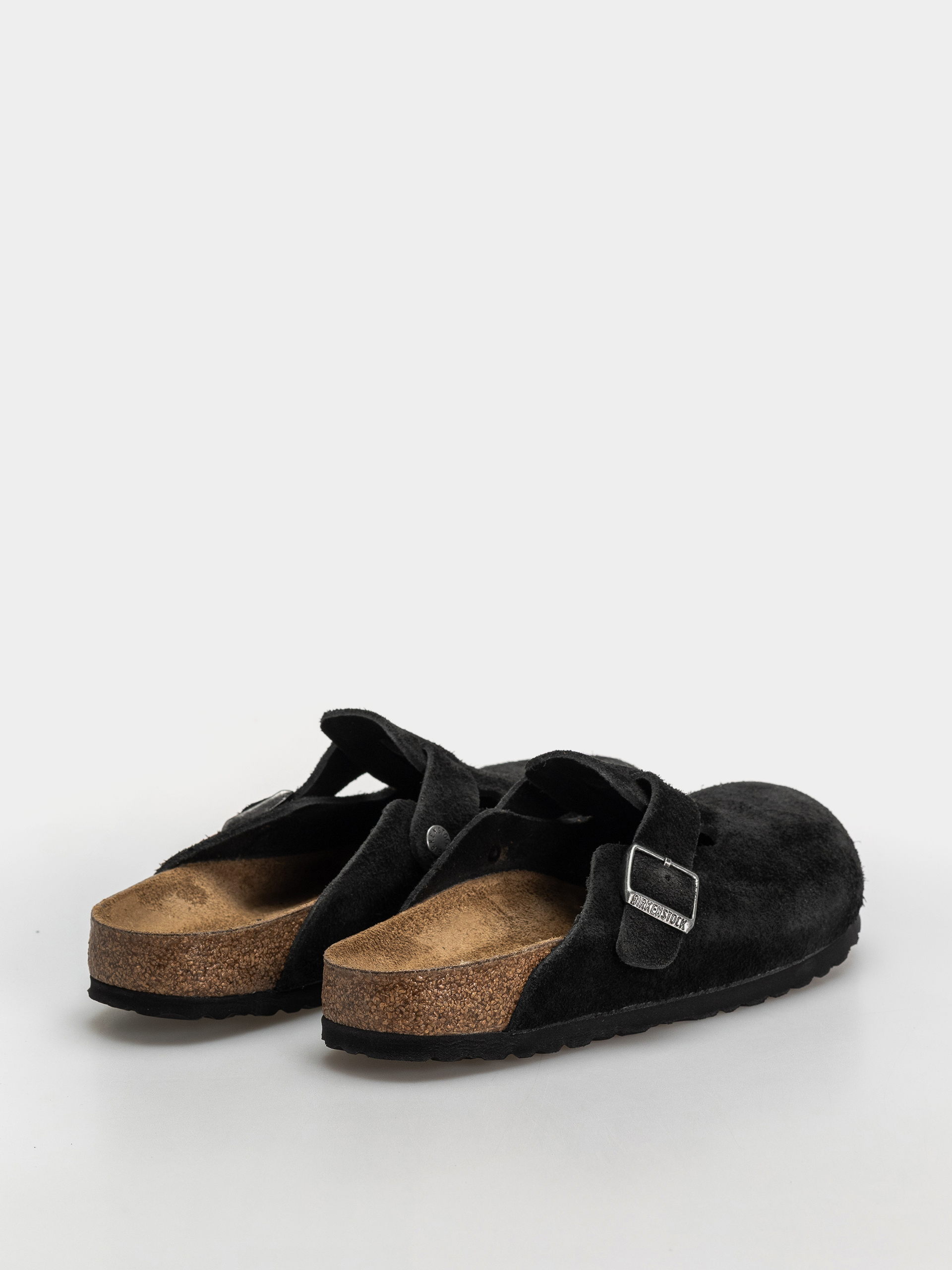 Șlapi Birkenstock Boston Suede Leather Narrow (black)