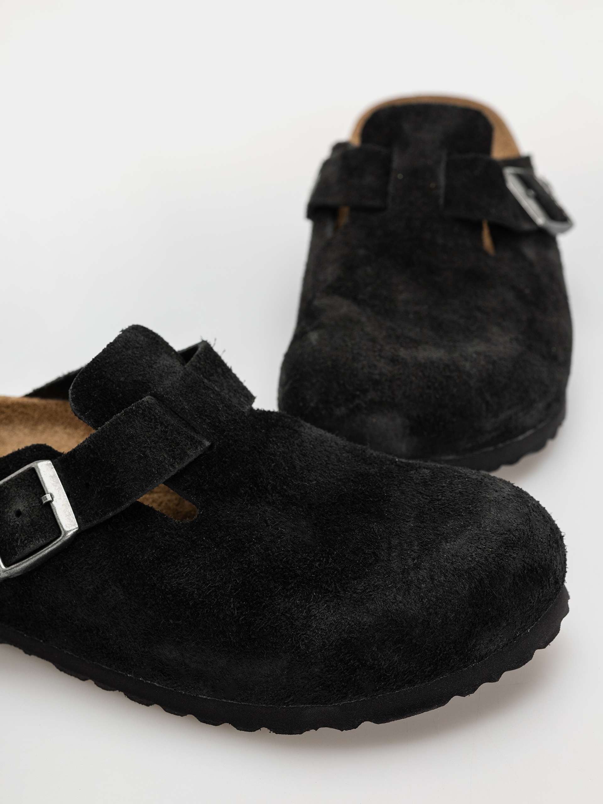 Șlapi Birkenstock Boston Suede Leather Narrow (black)