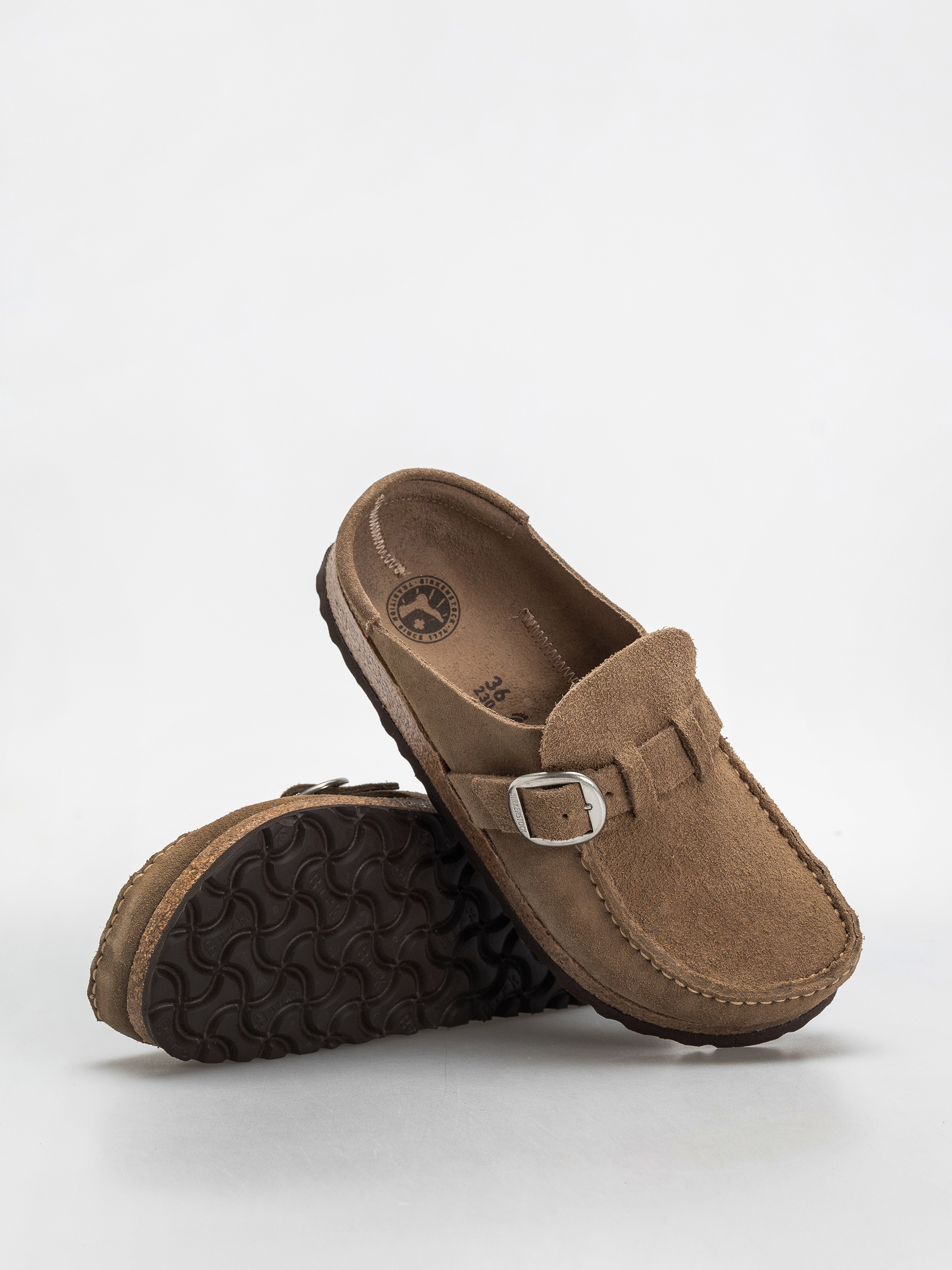 Șlapi Birkenstock Buckley Suede Leather Narrow Wmn (gray taupe)