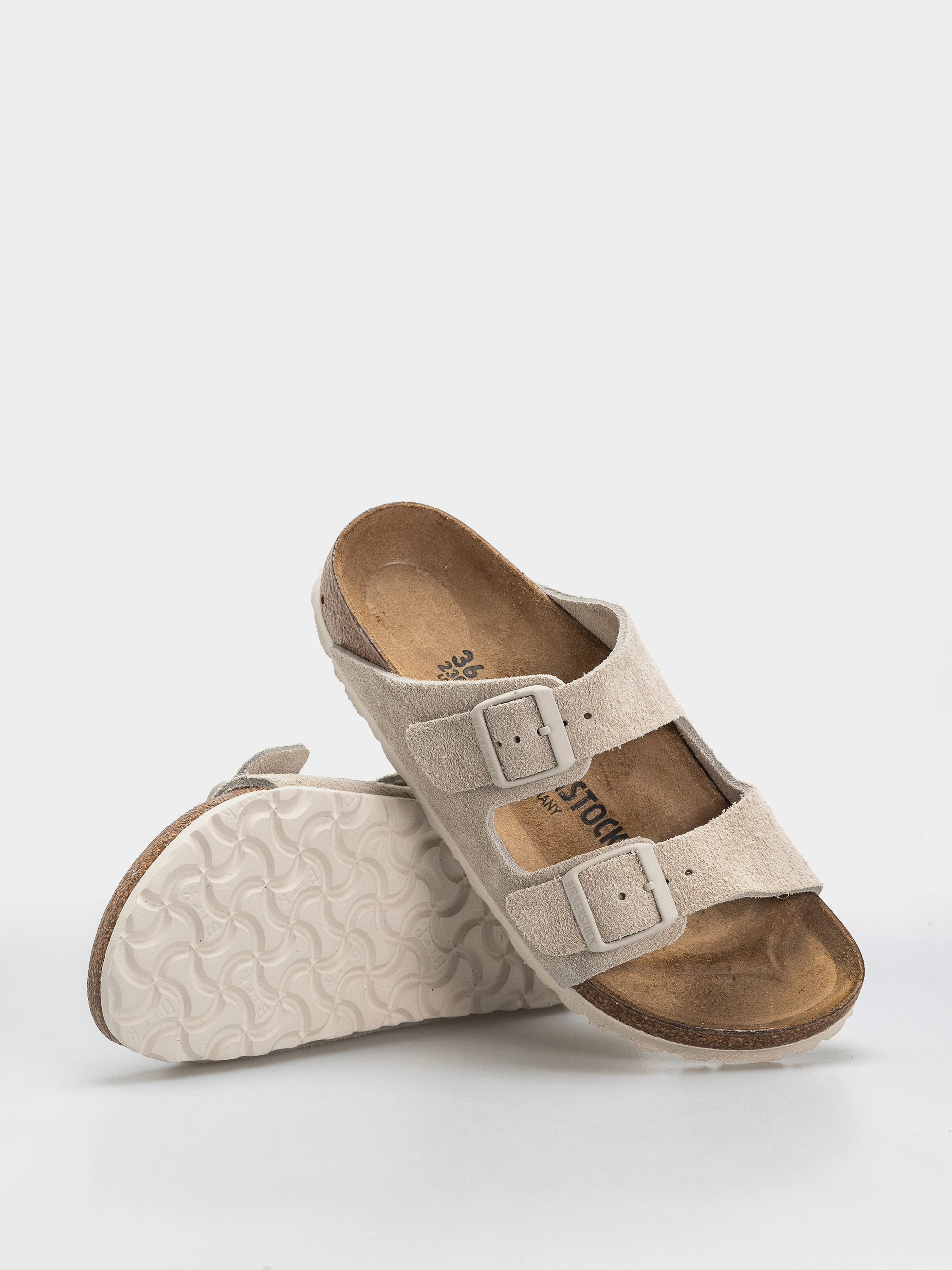 Șlapi Birkenstock Arizona Suede Leather Narrow (oyster)
