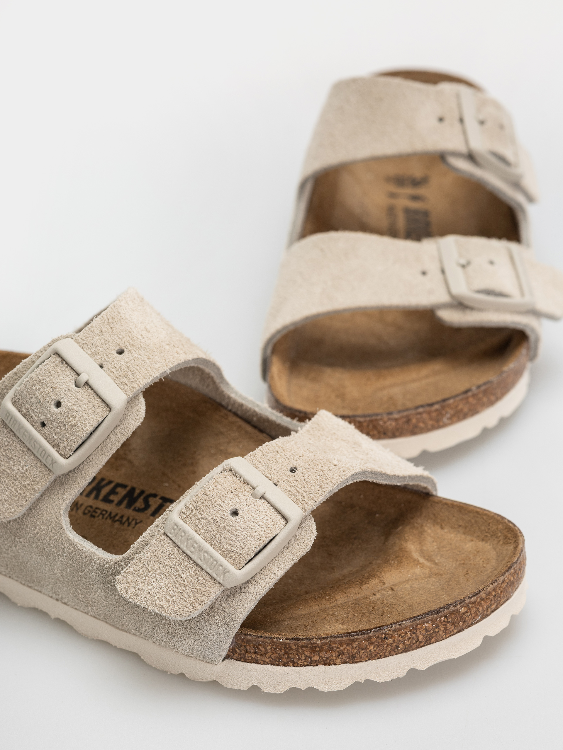 Șlapi Birkenstock Arizona Suede Leather Narrow (oyster)