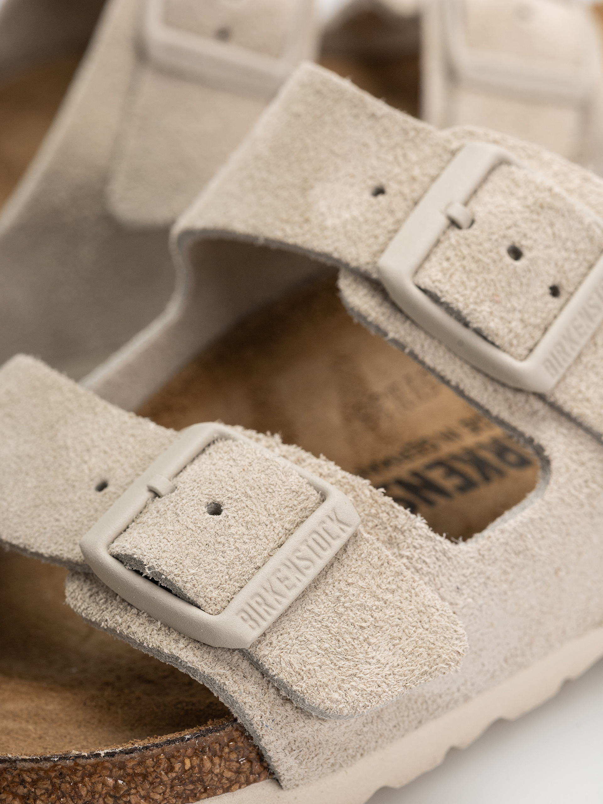 Șlapi Birkenstock Arizona Suede Leather Narrow (oyster)