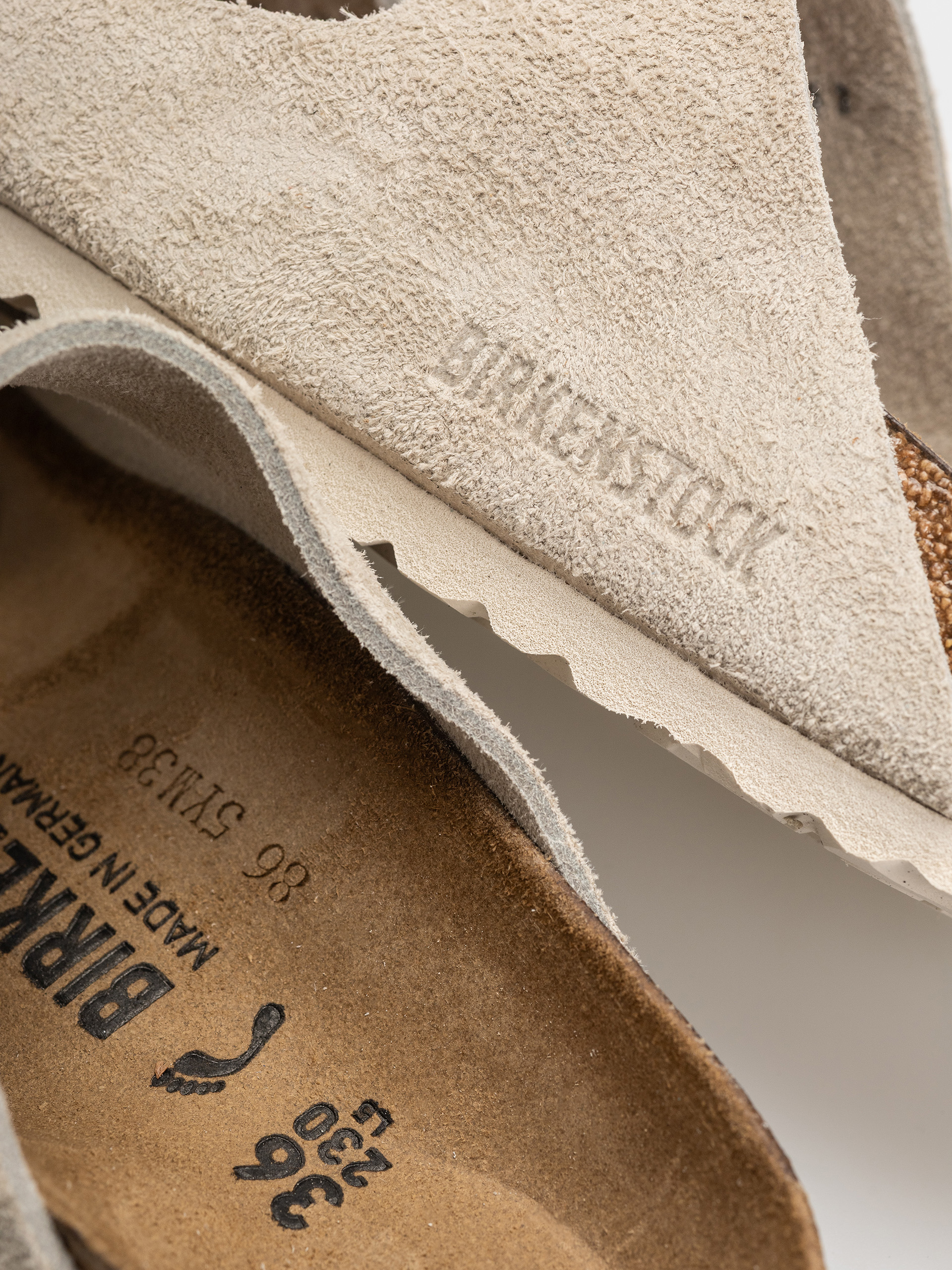 Șlapi Birkenstock Arizona Suede Leather Narrow (oyster)