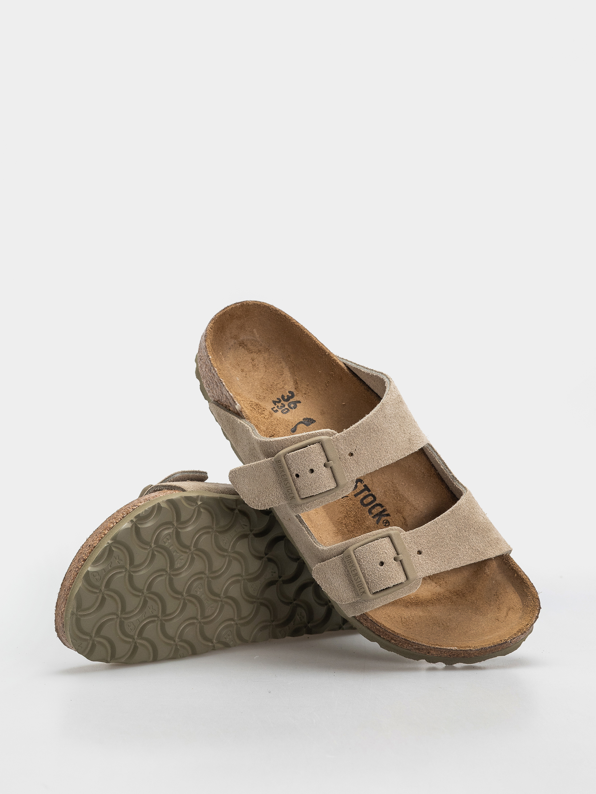 Șlapi Birkenstock Arizona Suede Leather Narrow (faded khaki)