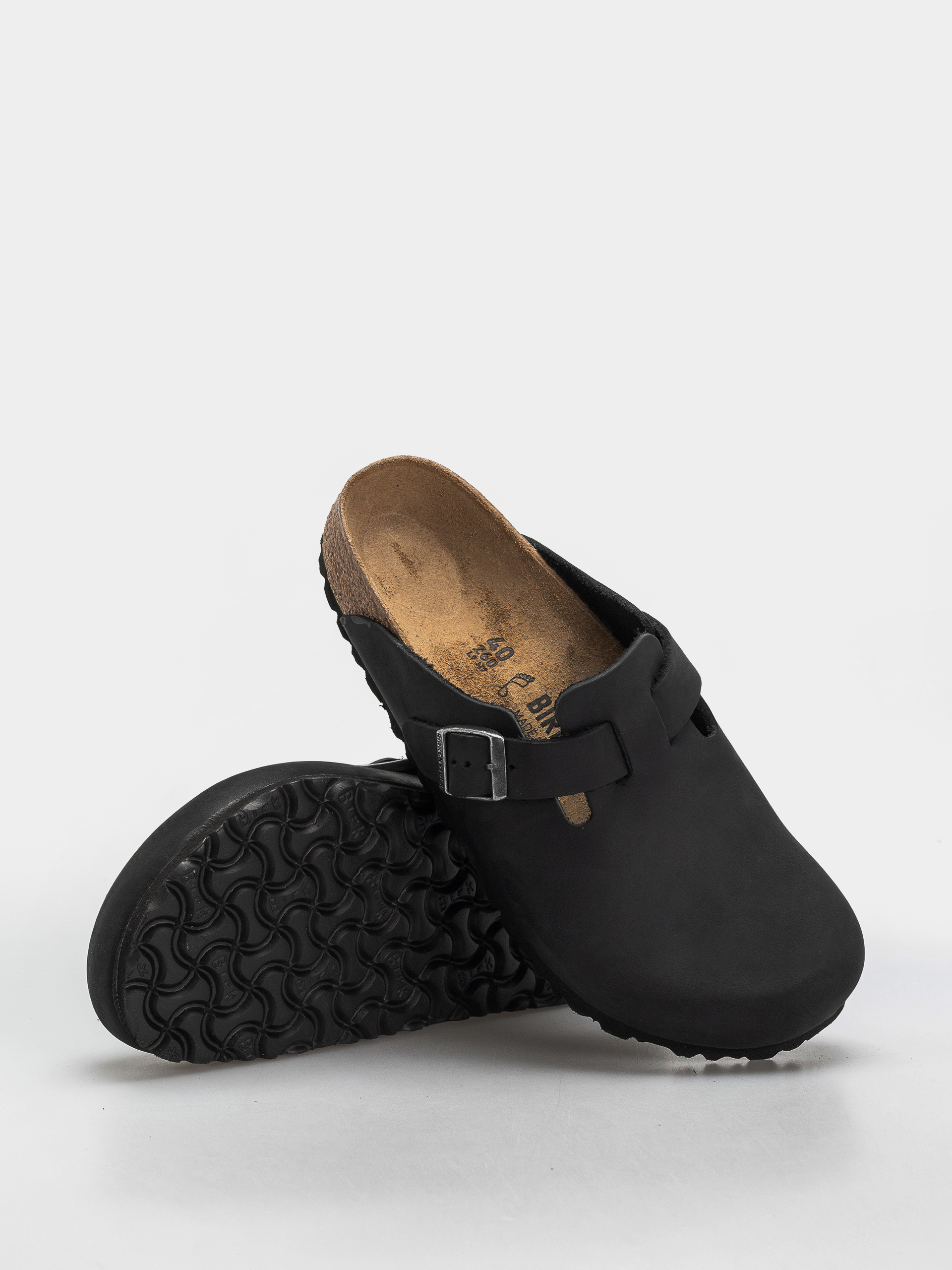 Șlapi Birkenstock Boston Oiled Leather Regular (black)