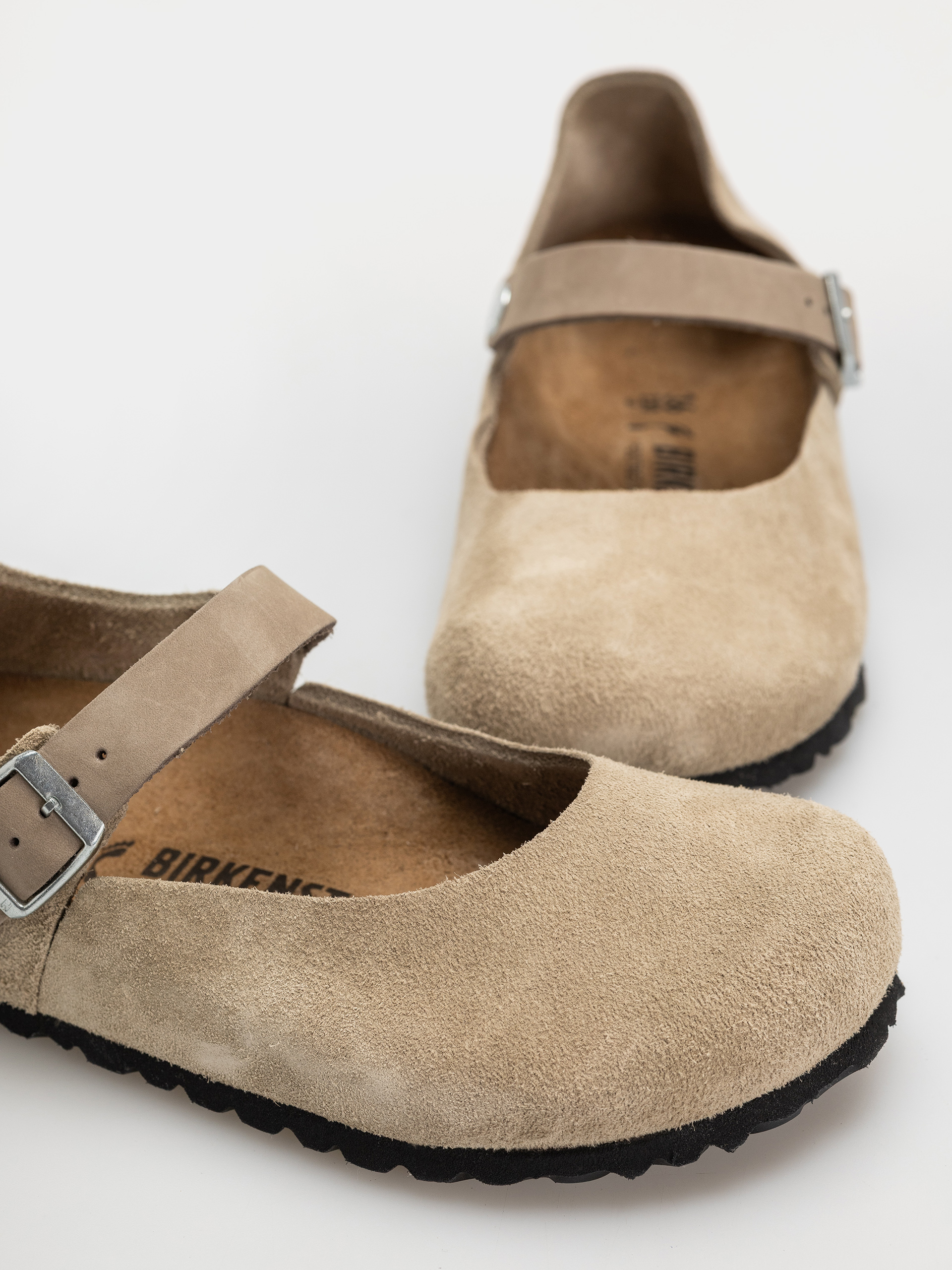 Șlapi Birkenstock Mantova Suede Leather Narrow Wmn (taupe)