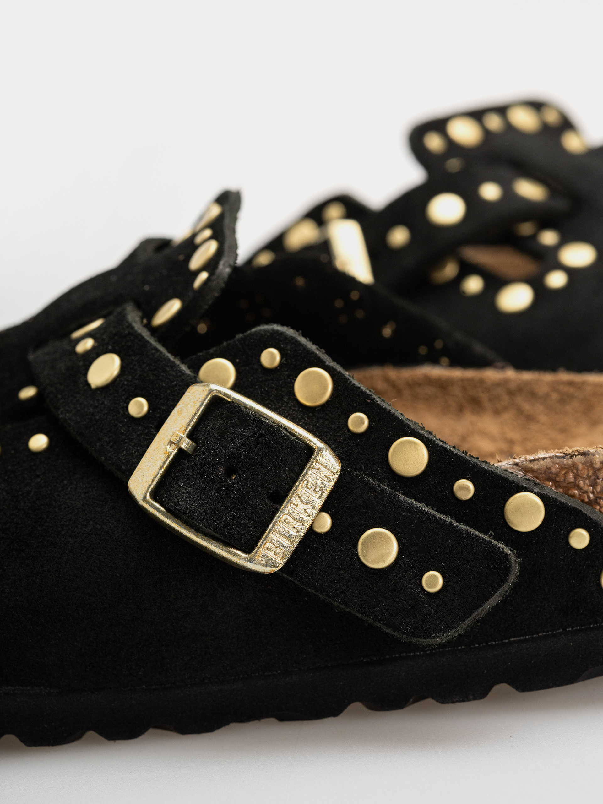 Șlapi Birkenstock Boston Rivets Suede Leather Narrow Wmn (black)