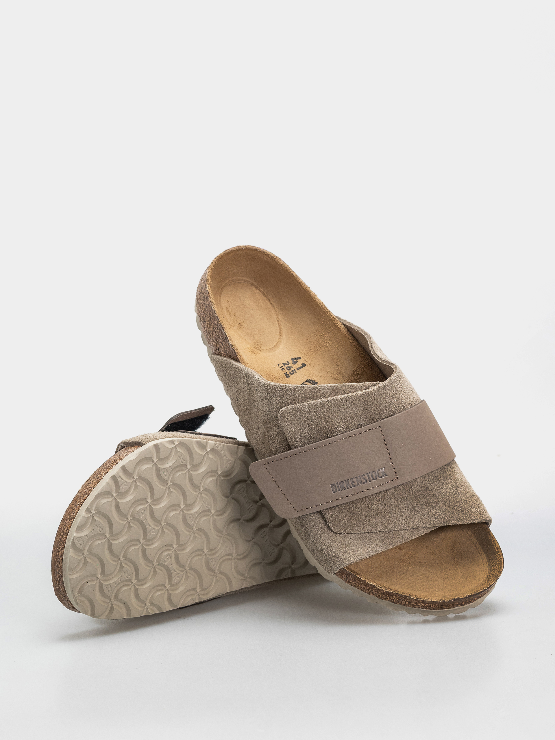 Șlapi Birkenstock Kyoto Nubuck Suede Leather Regular (taupe)
