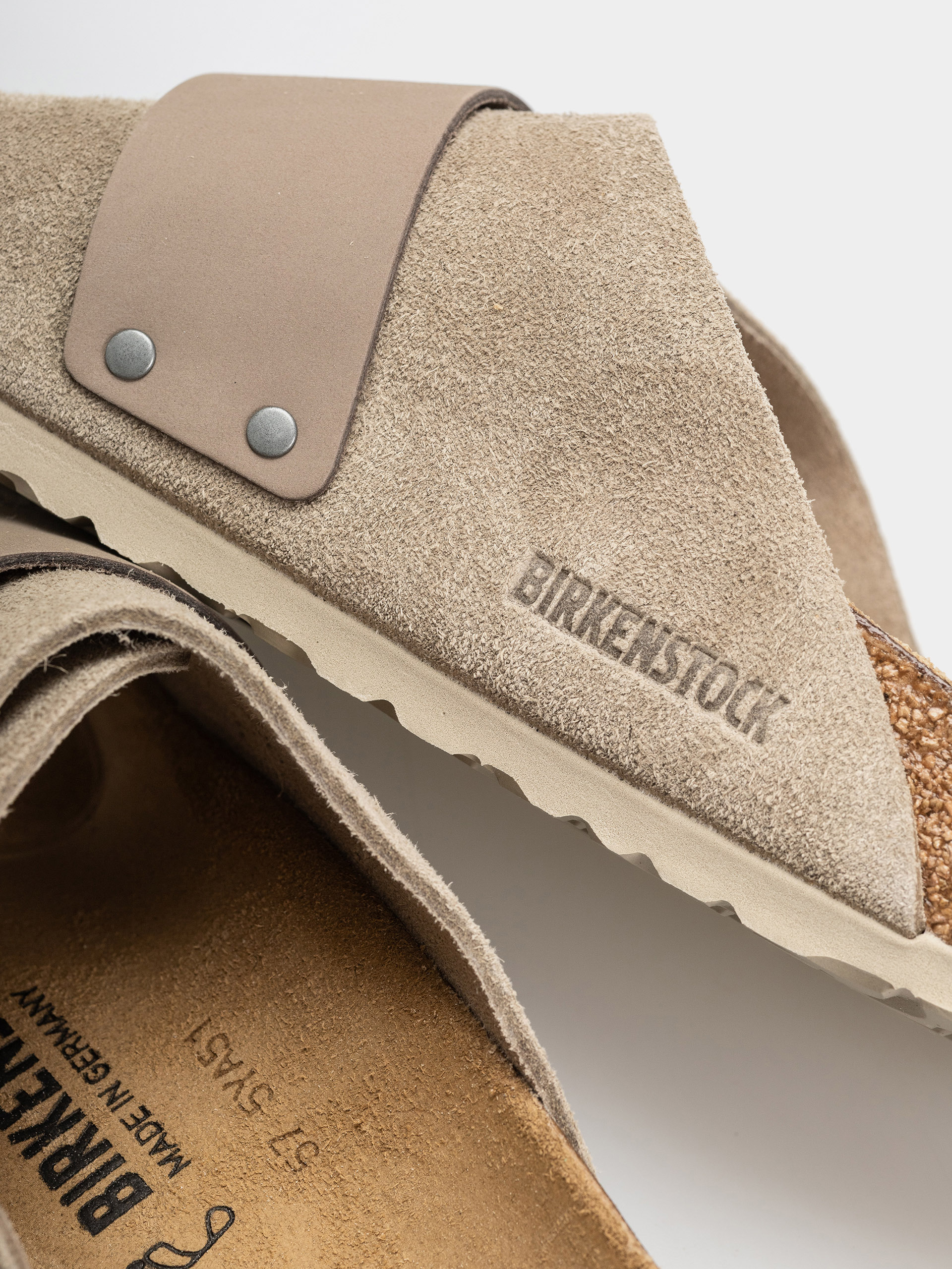 Șlapi Birkenstock Kyoto Nubuck Suede Leather Regular (taupe)