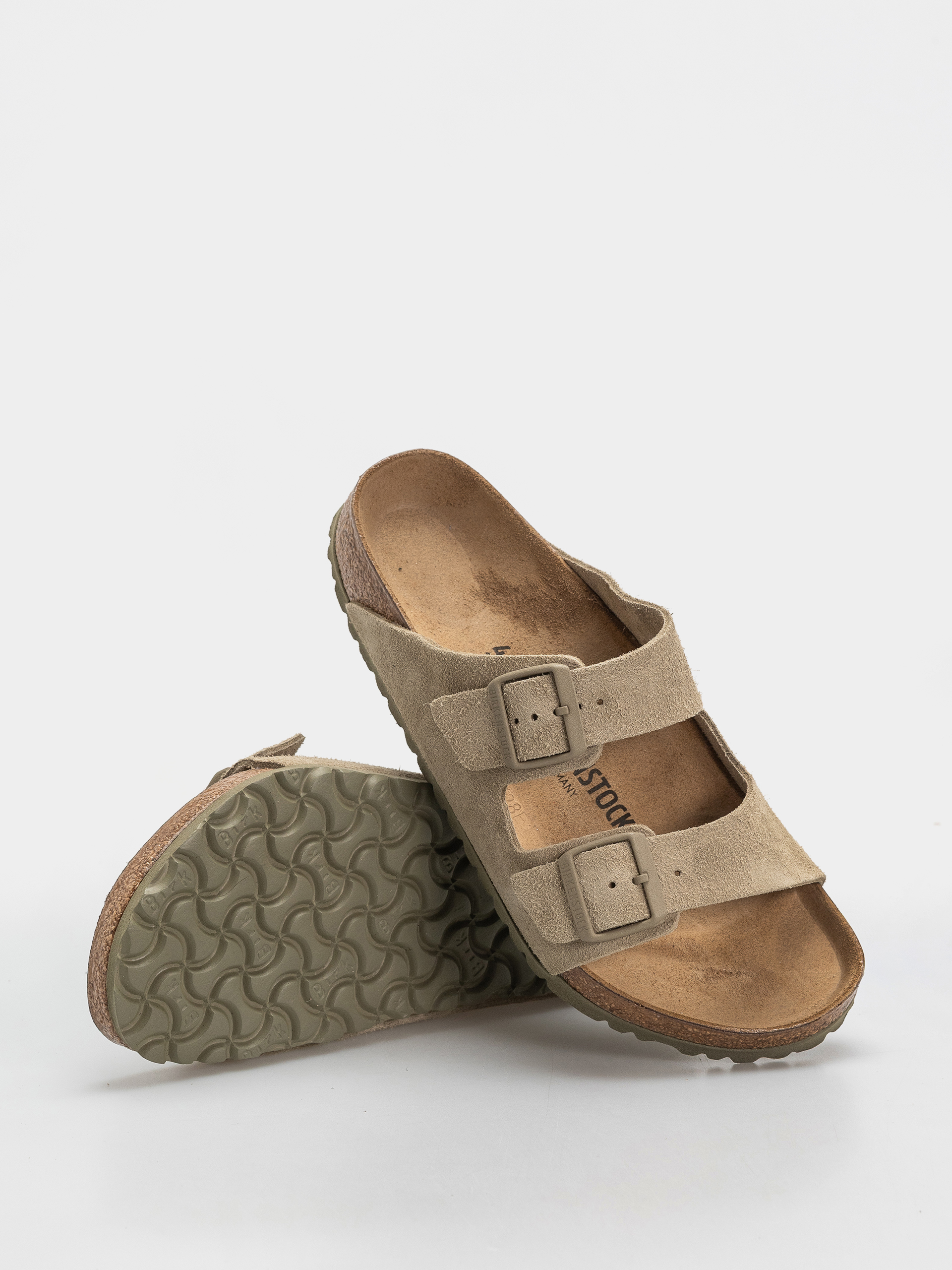 Șlapi Birkenstock Arizona Suede Leather Regular (faded khaki)