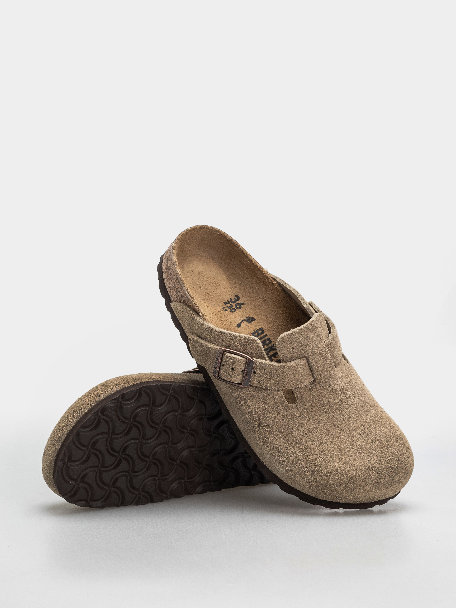 Șlapi Birkenstock Boston Suede Leather Narrow Wmn - maro (taupe)