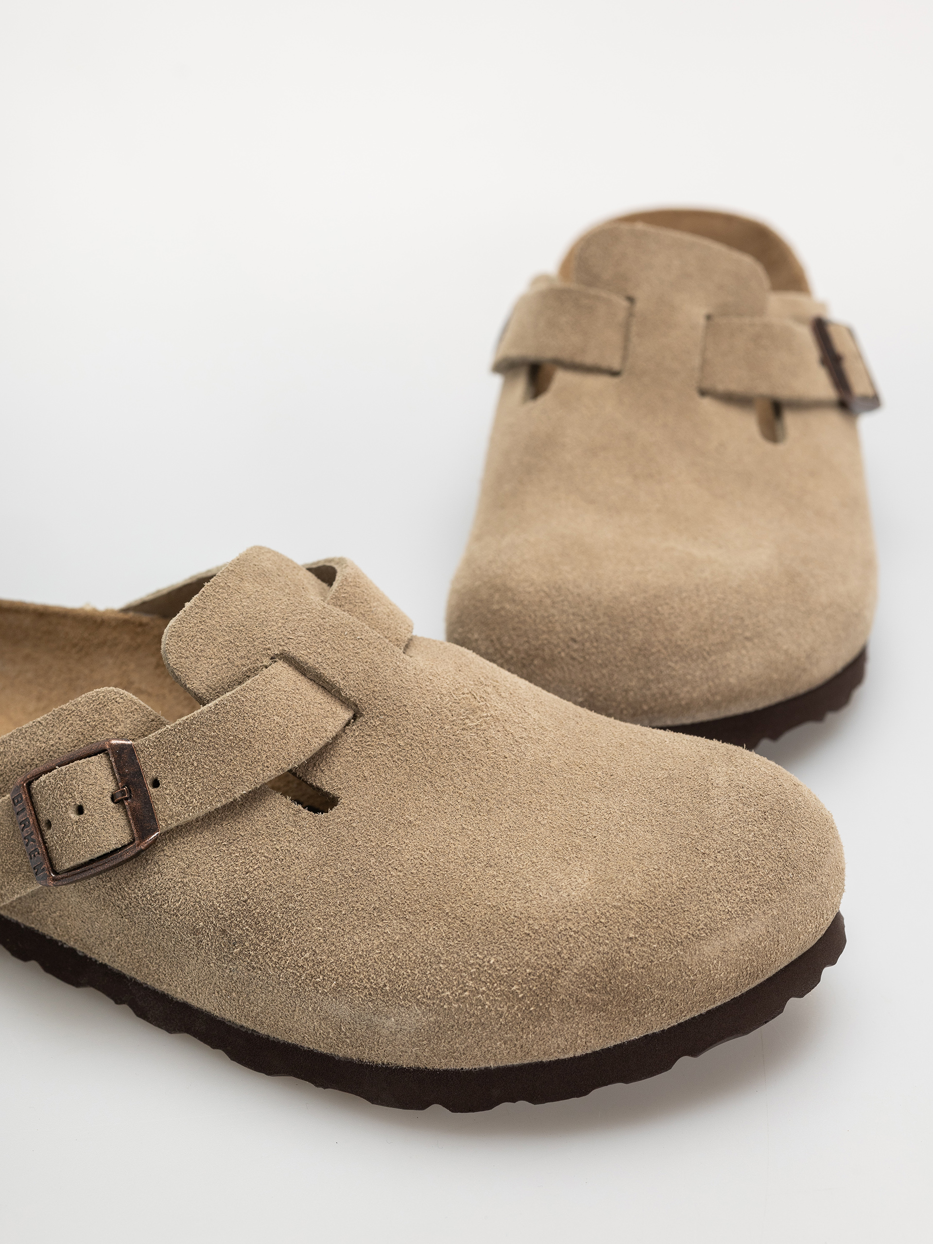 Șlapi Birkenstock Boston Suede Leather Narrow Wmn (taupe)