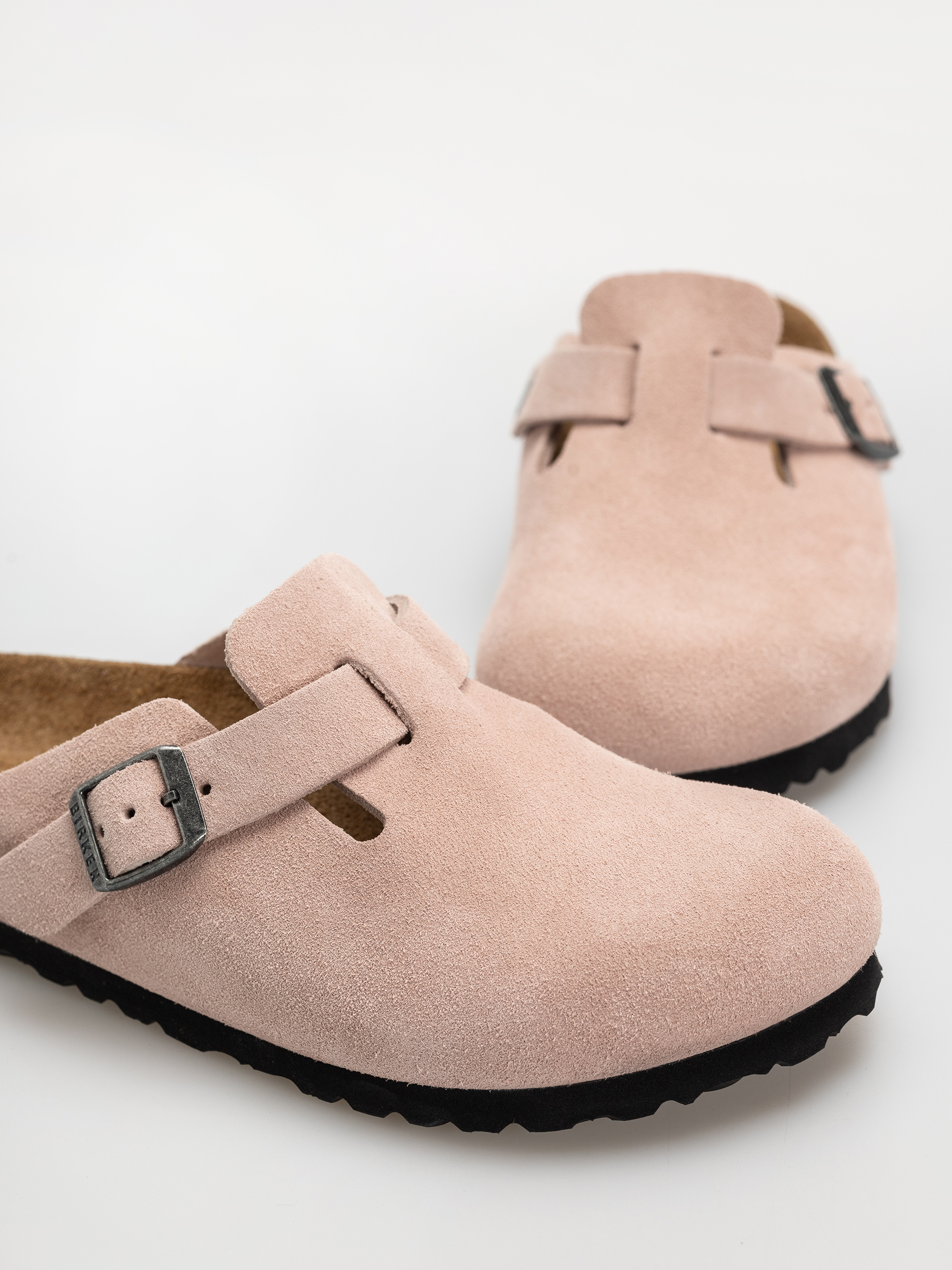 Șlapi Birkenstock Boston Suede Leather Narrow (pink clay)