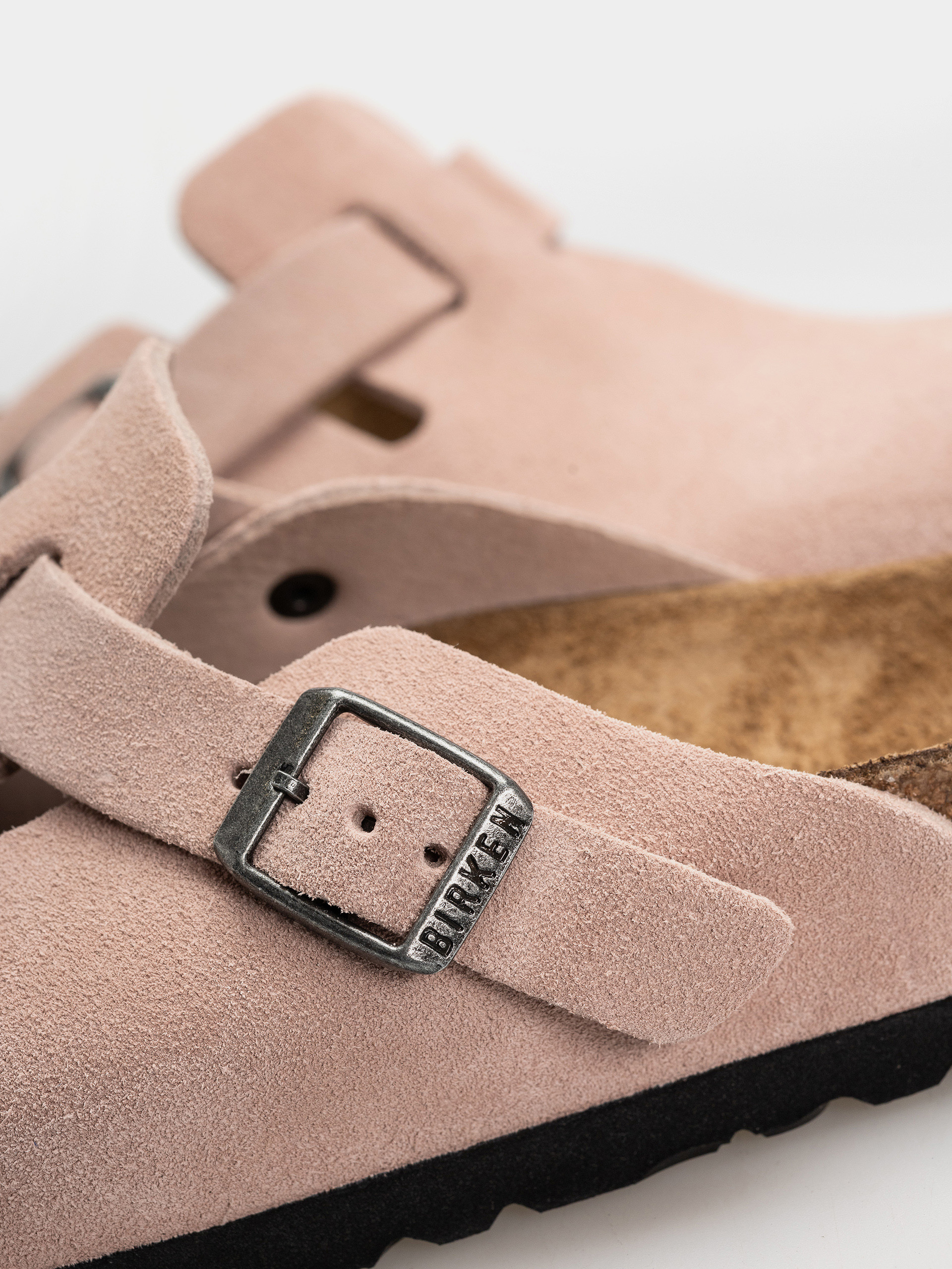 Șlapi Birkenstock Boston Suede Leather Narrow (pink clay)