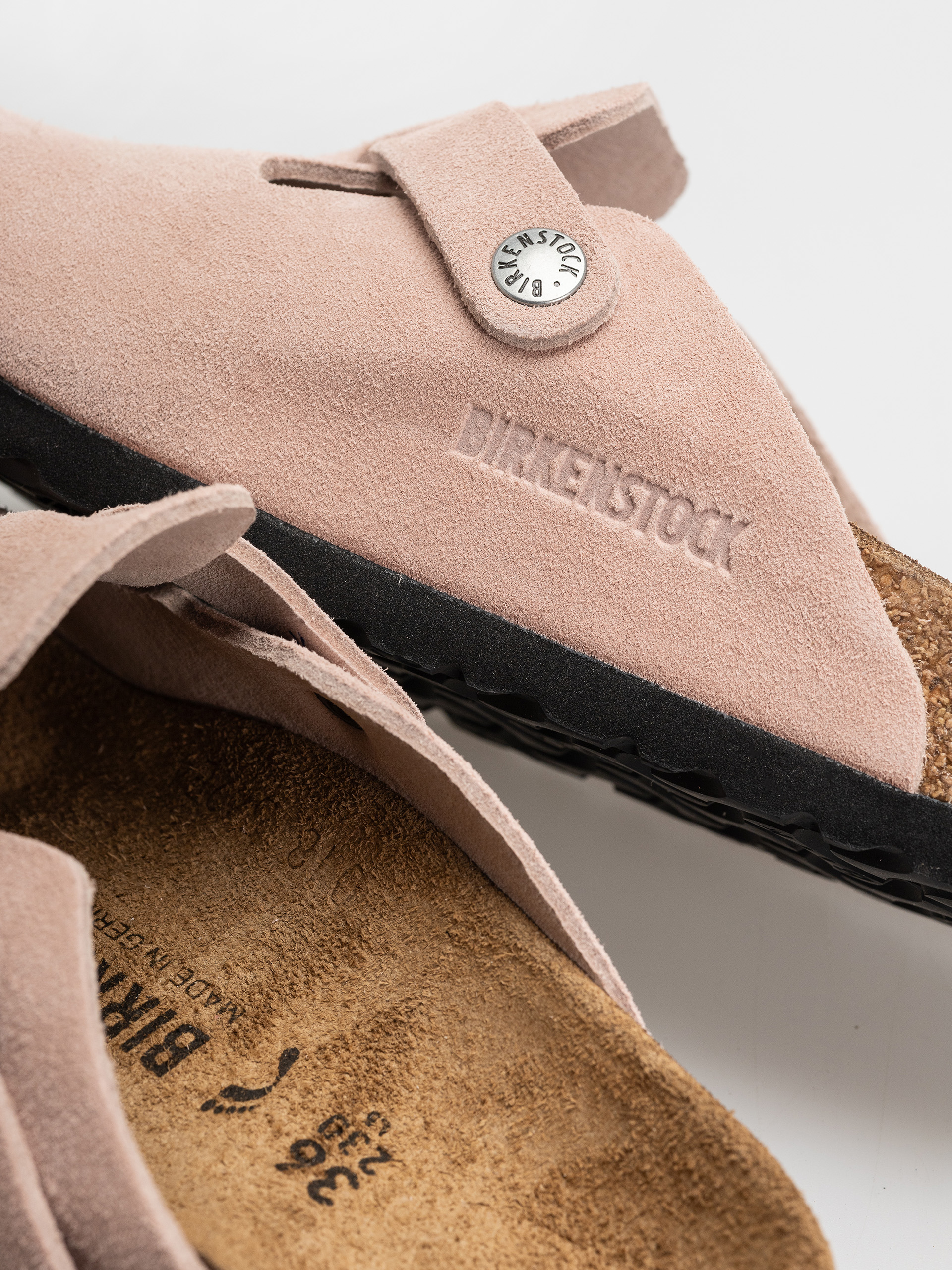 Șlapi Birkenstock Boston Suede Leather Narrow (pink clay)