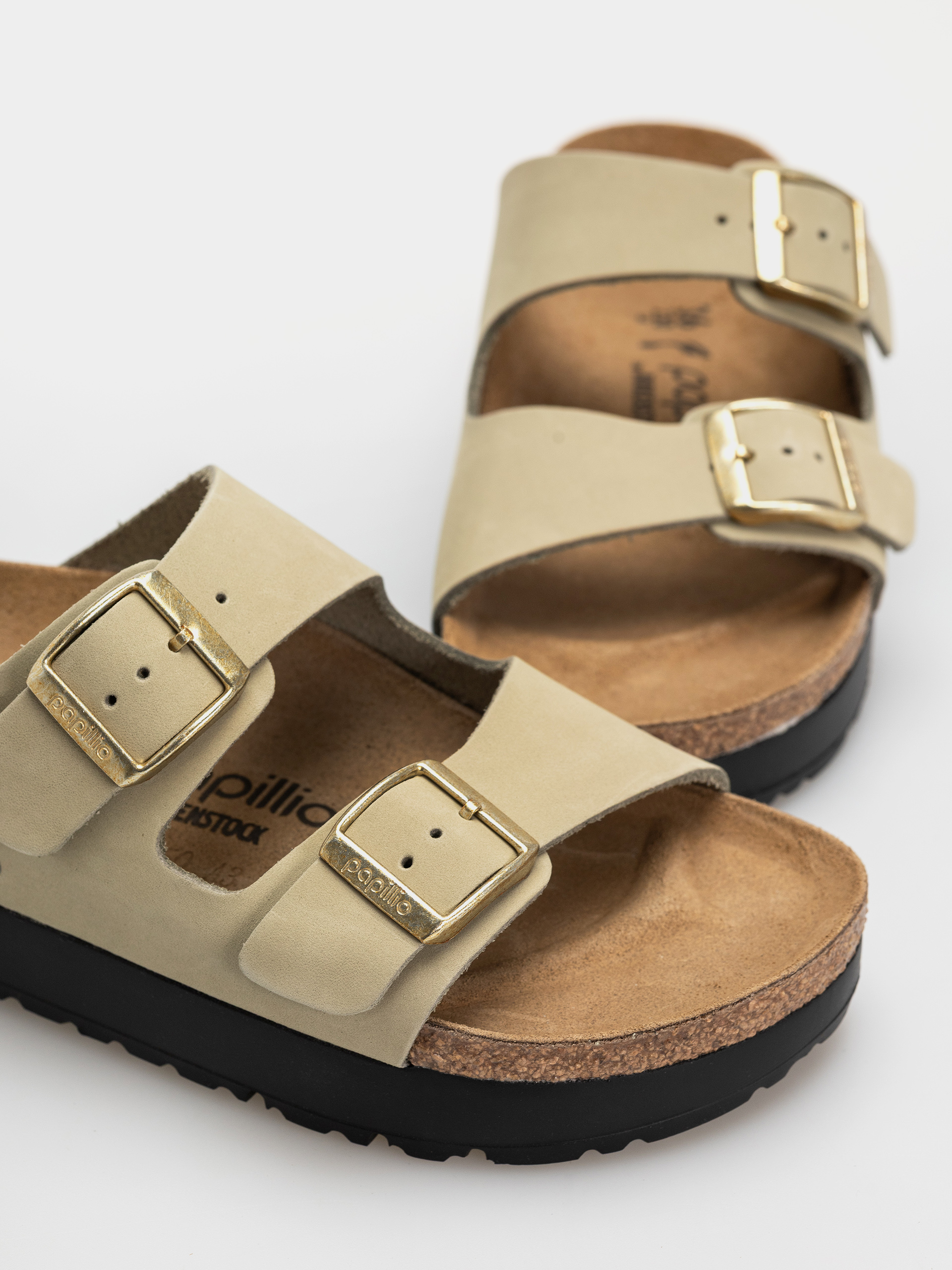Șlapi Birkenstock Arizona Flex Platform Nubuck Leather Narrow Wmn (eucalyptus)