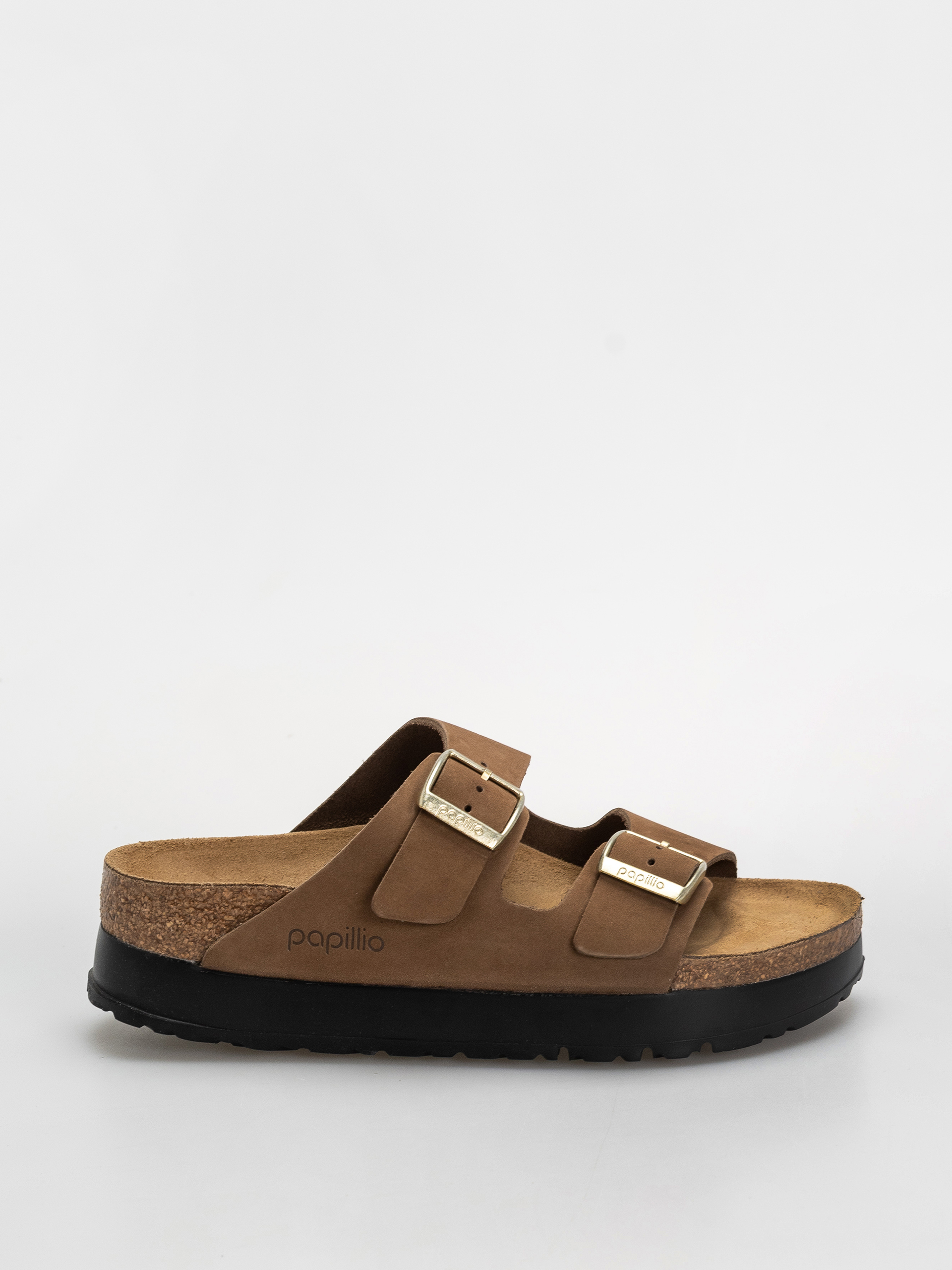 Șlapi Birkenstock Arizona Flex Platform Nubuck Leather Narrow Wmn (dark tea)