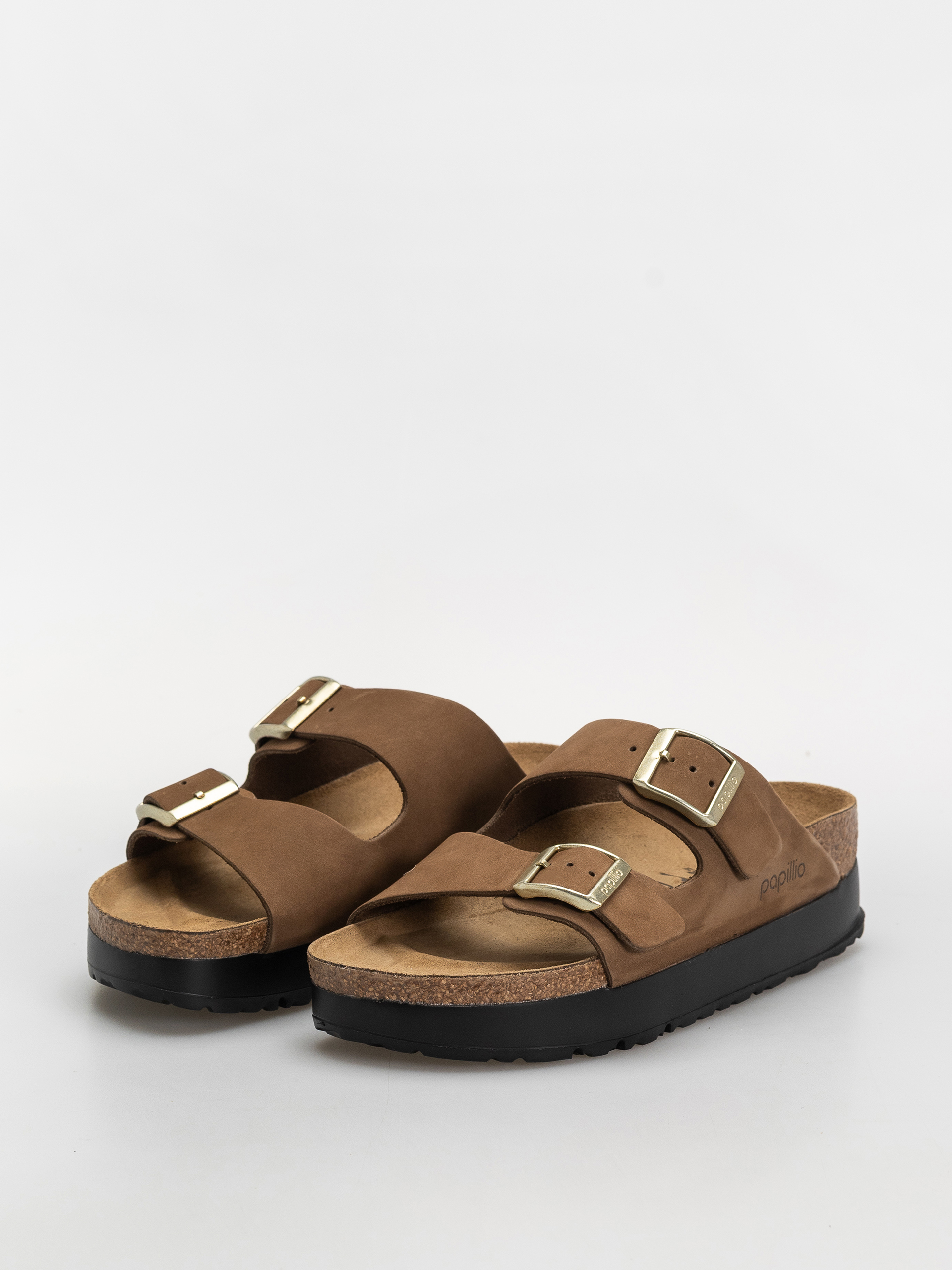 Șlapi Birkenstock Arizona Flex Platform Nubuck Leather Narrow Wmn (dark tea)