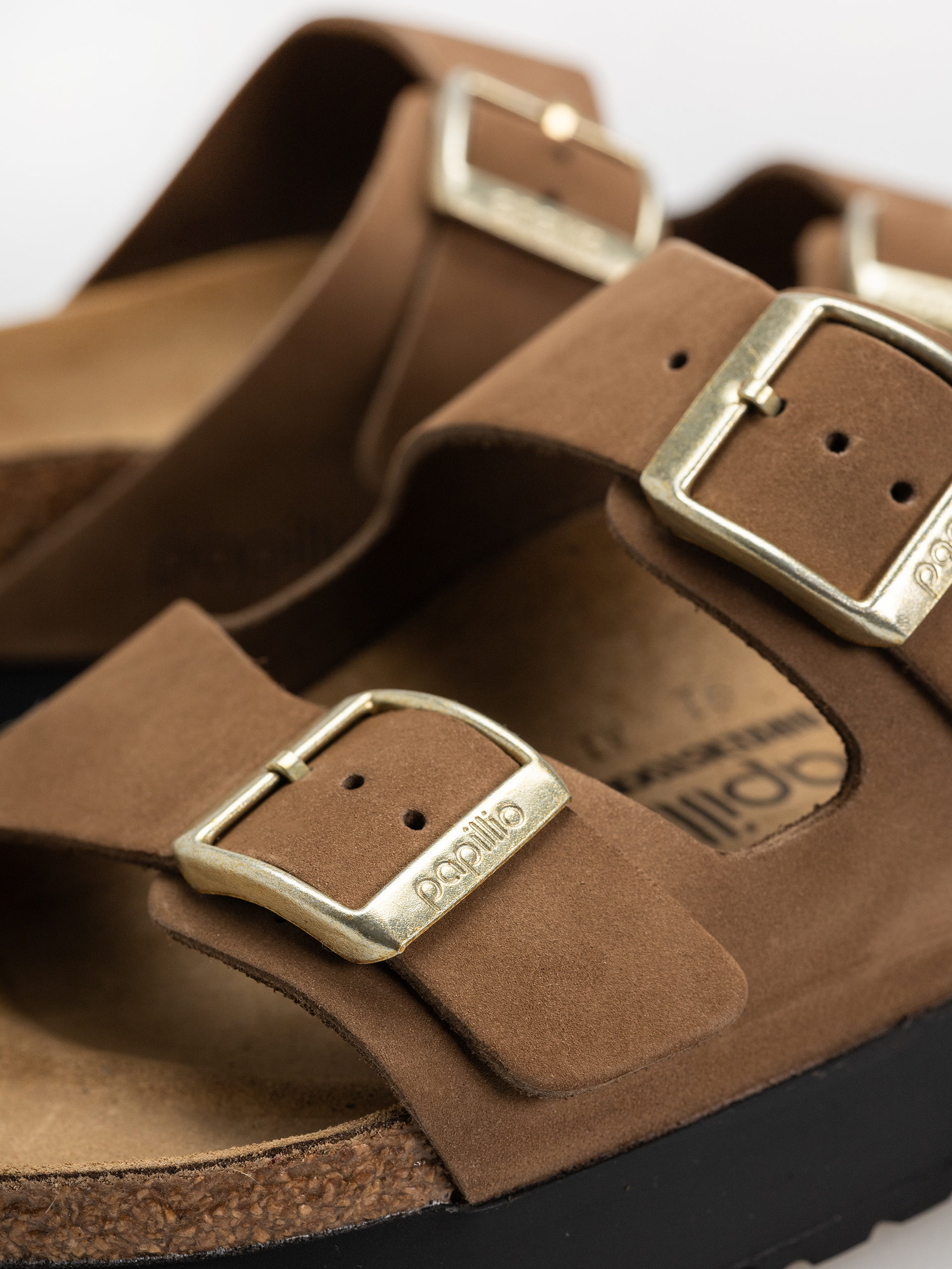 Șlapi Birkenstock Arizona Flex Platform Nubuck Leather Narrow Wmn (dark tea)