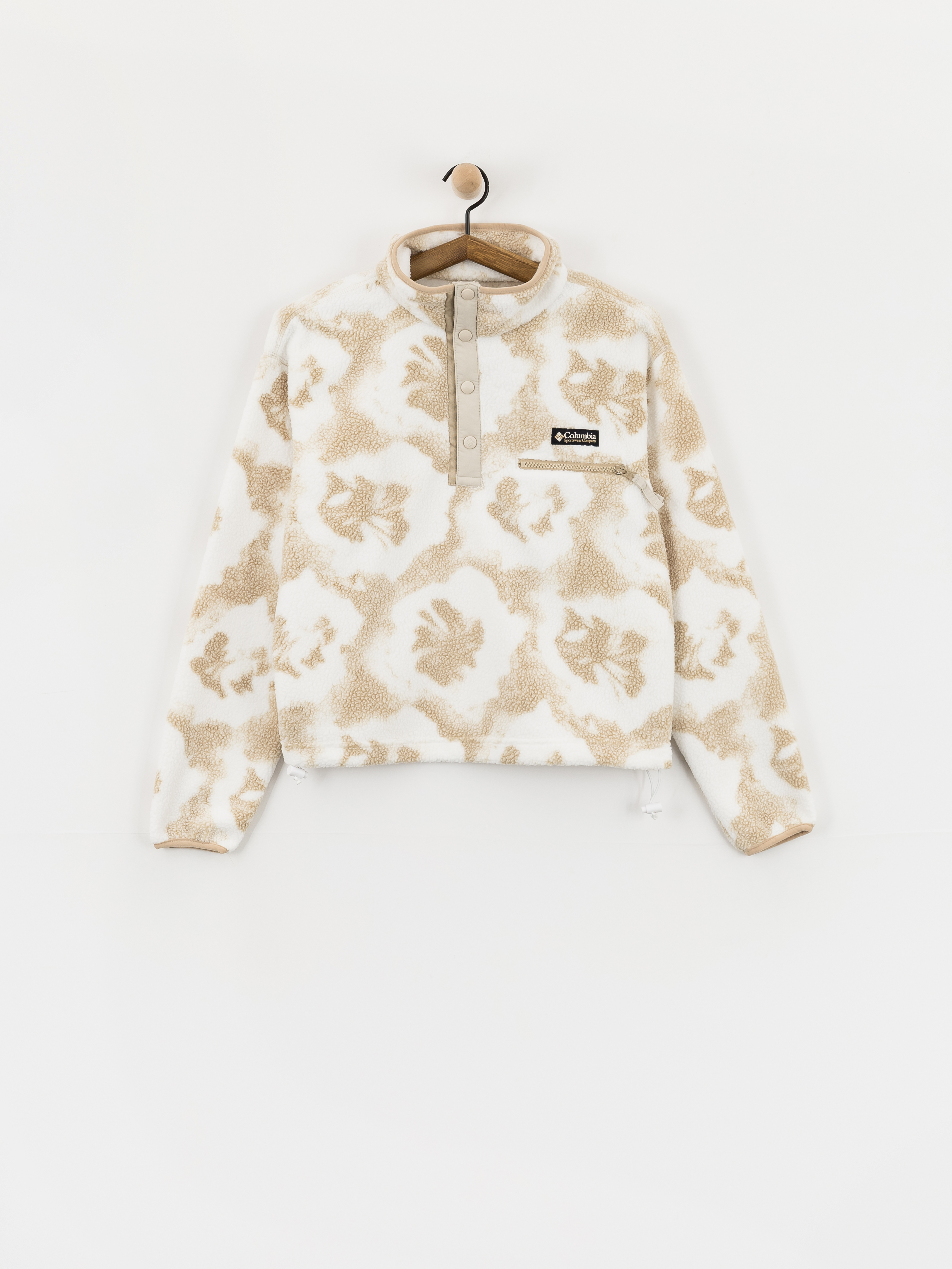 Hanorac din fleece Columbia Helvetia II Printed Cropped Half Snap Wmn (sea salt/sprayflower)