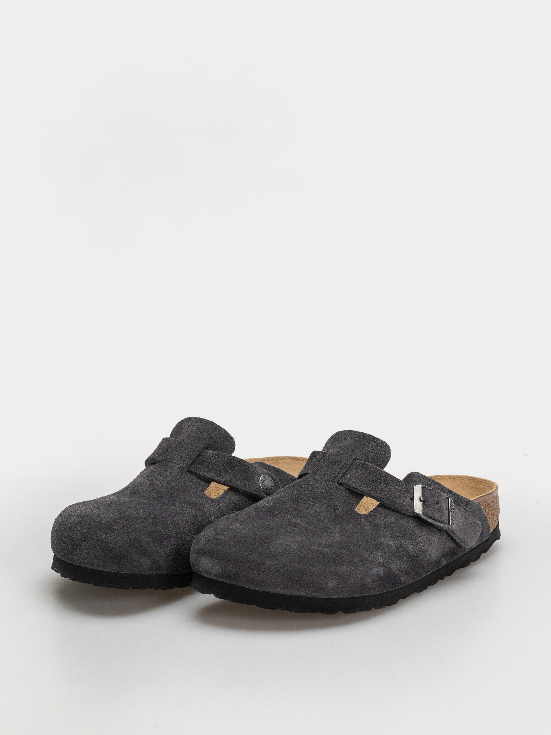 Șlapi Birkenstock Boston Suede Leather Narrow (charcoal)