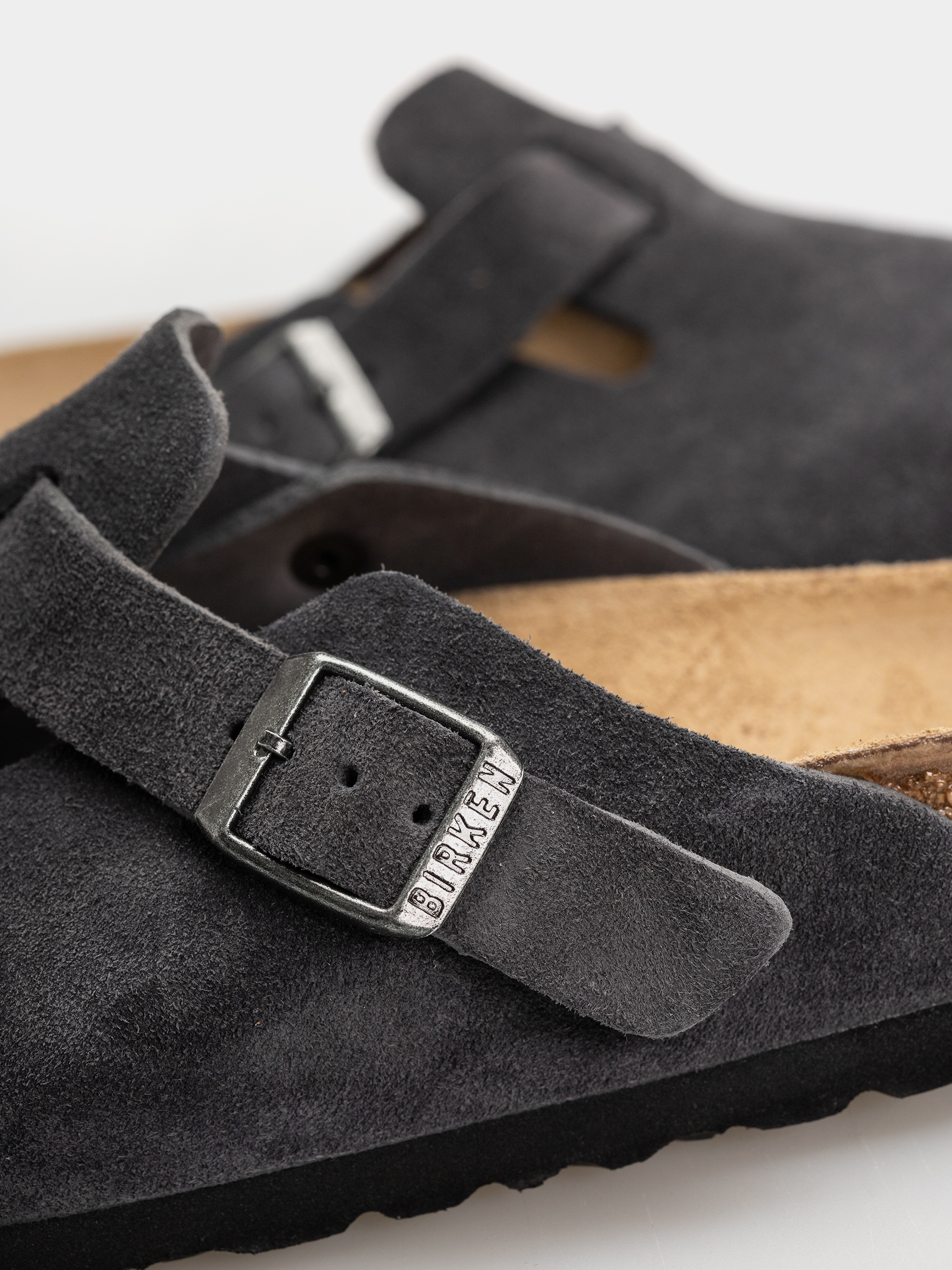 Șlapi Birkenstock Boston Suede Leather Narrow (charcoal)