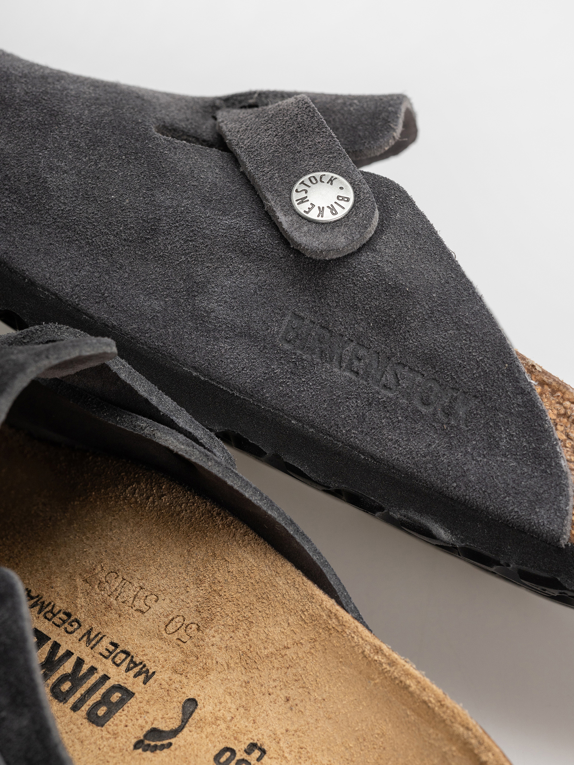 Șlapi Birkenstock Boston Suede Leather Narrow (charcoal)