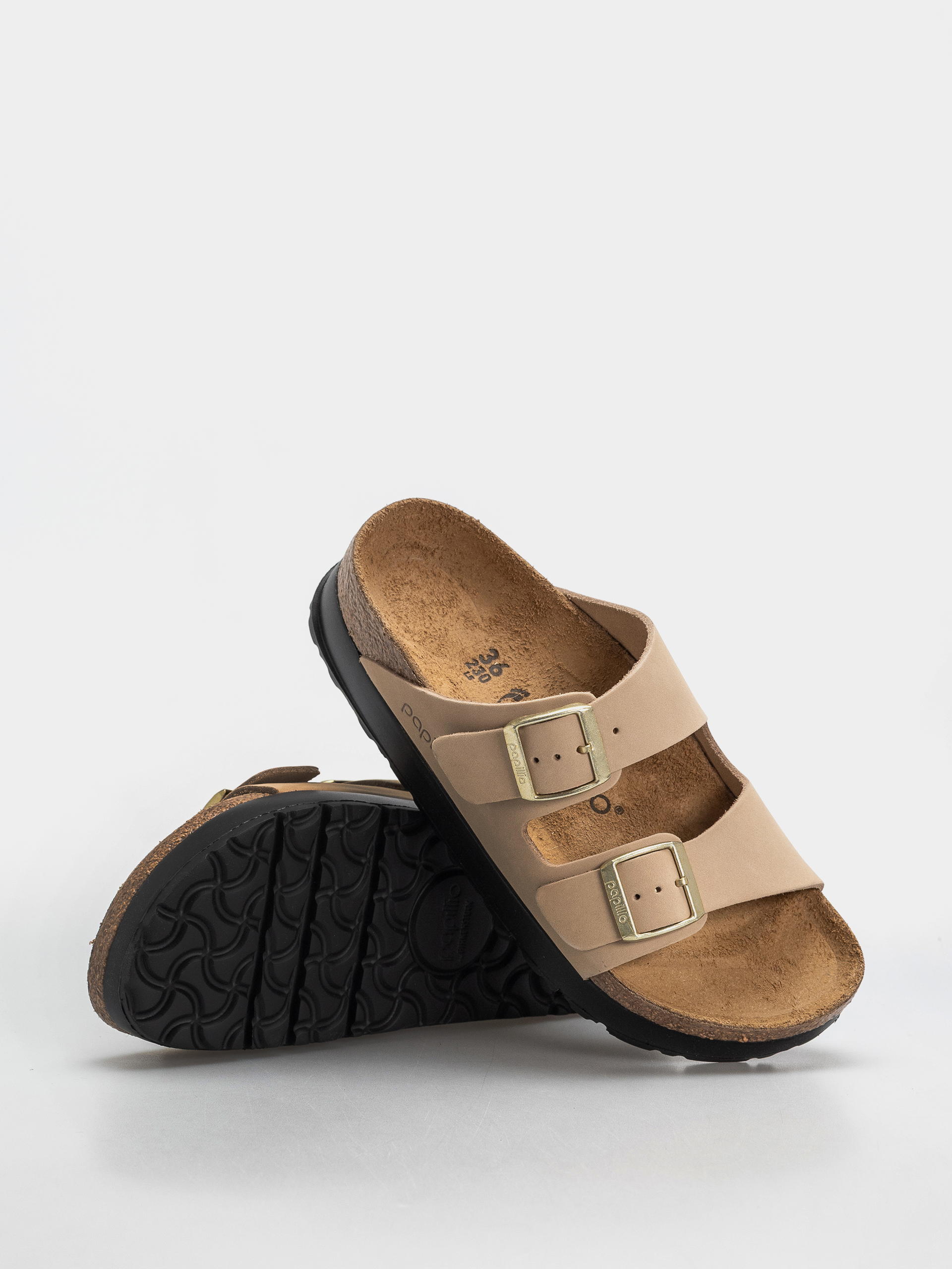Șlapi Birkenstock Arizona Flex Platform Nubuck Leather Narrow Wmn (sandcastle)