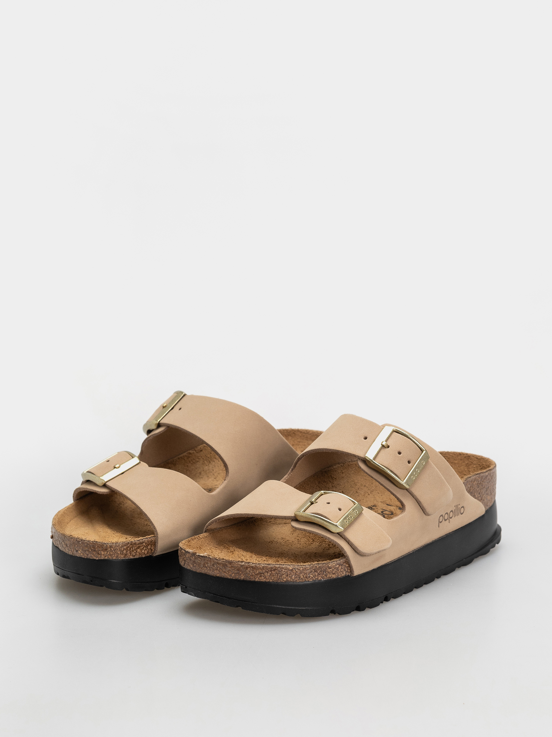 Șlapi Birkenstock Arizona Flex Platform Nubuck Leather Narrow Wmn (sandcastle)