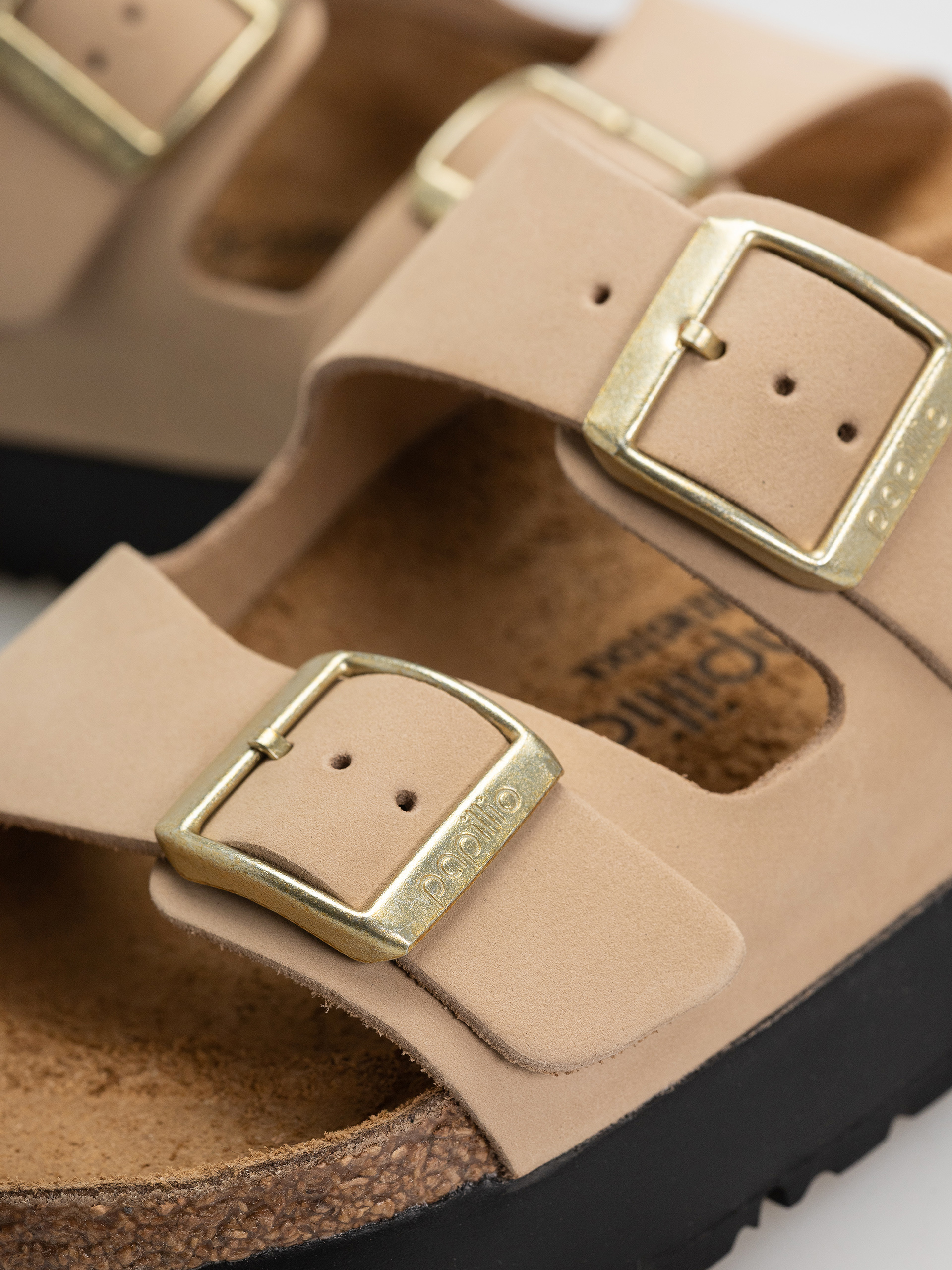 Șlapi Birkenstock Arizona Flex Platform Nubuck Leather Narrow Wmn (sandcastle)