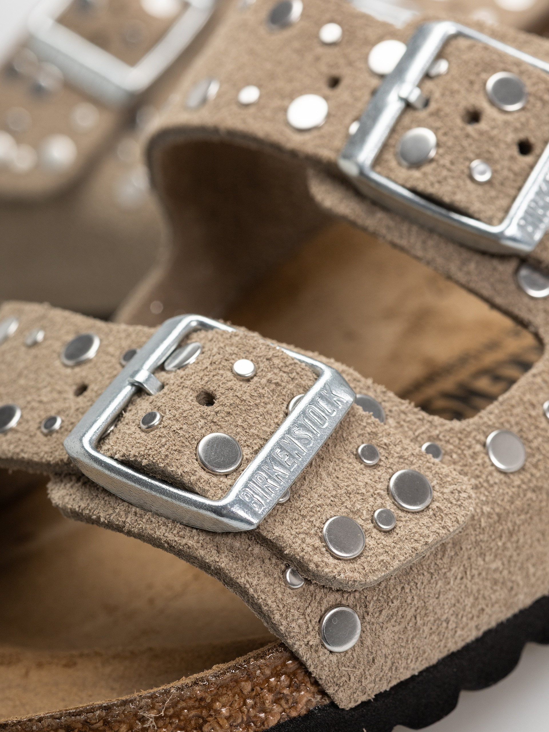 Șlapi Birkenstock Arizona Rivets Suede Leather Narrow Wmn (taupe)