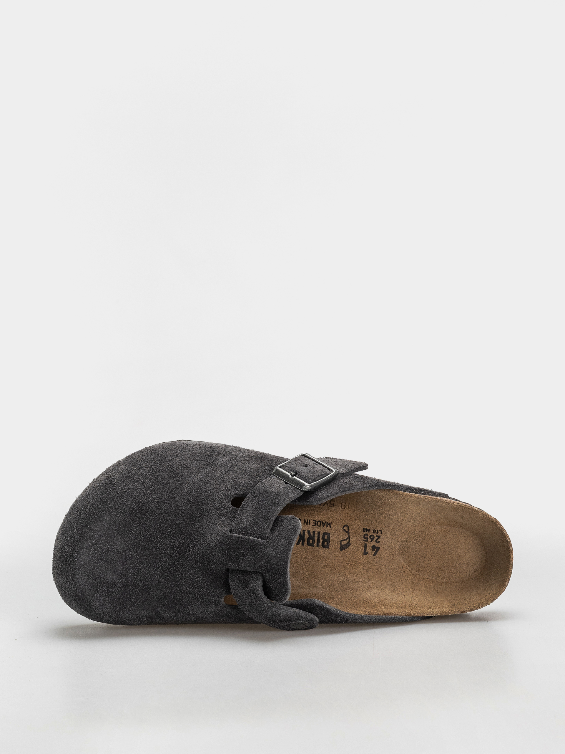 Șlapi Birkenstock Boston Suede Leather Regular (charcoal)