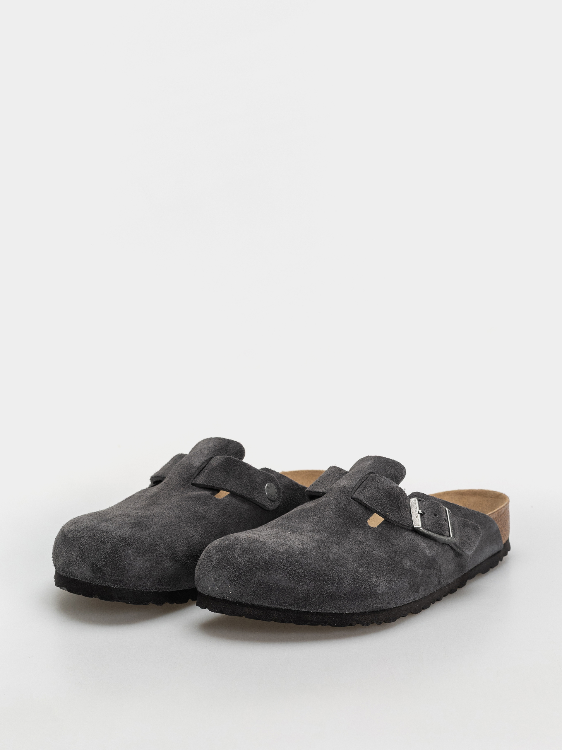 Șlapi Birkenstock Boston Suede Leather Regular (charcoal)