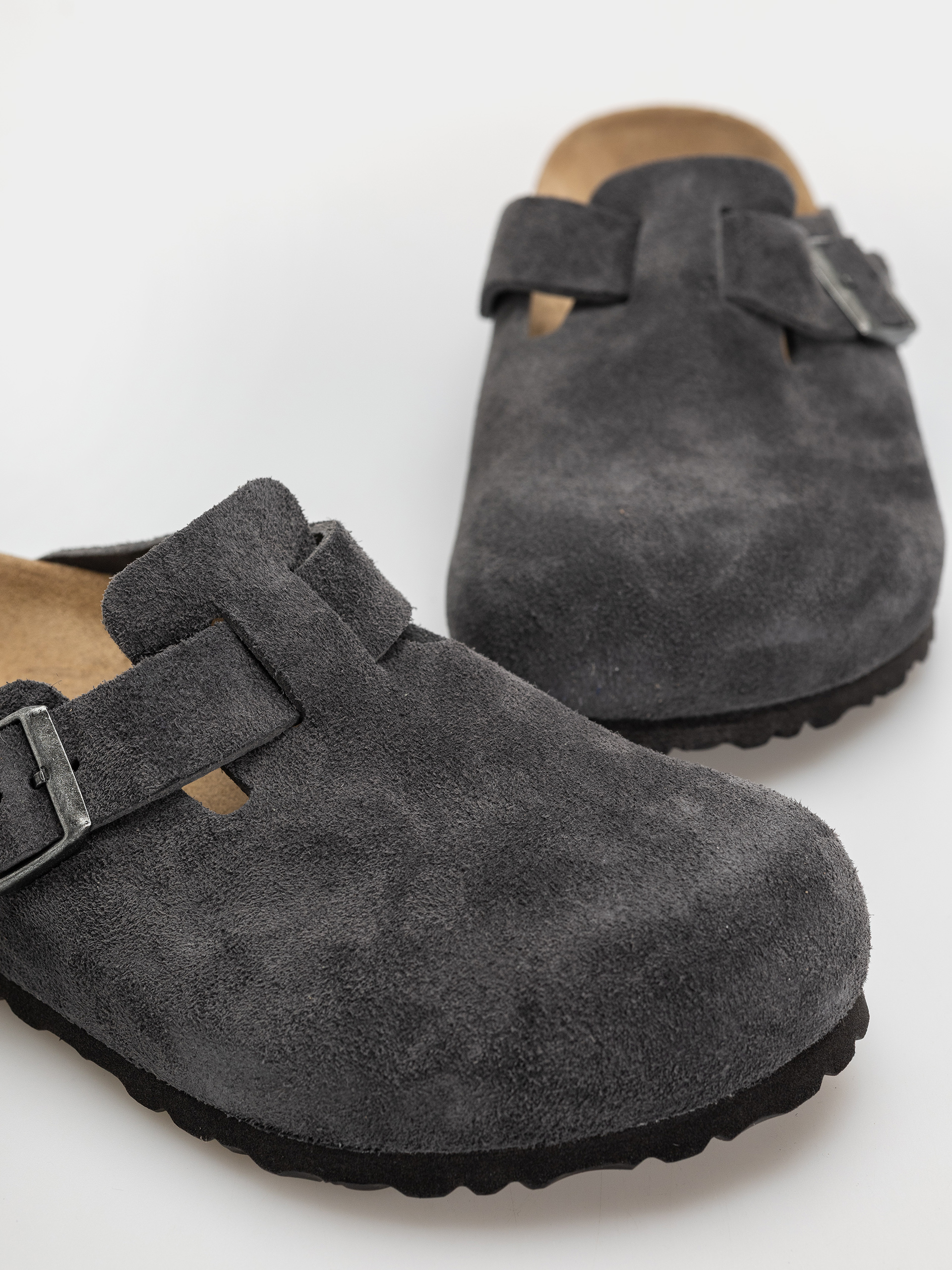 Șlapi Birkenstock Boston Suede Leather Regular (charcoal)