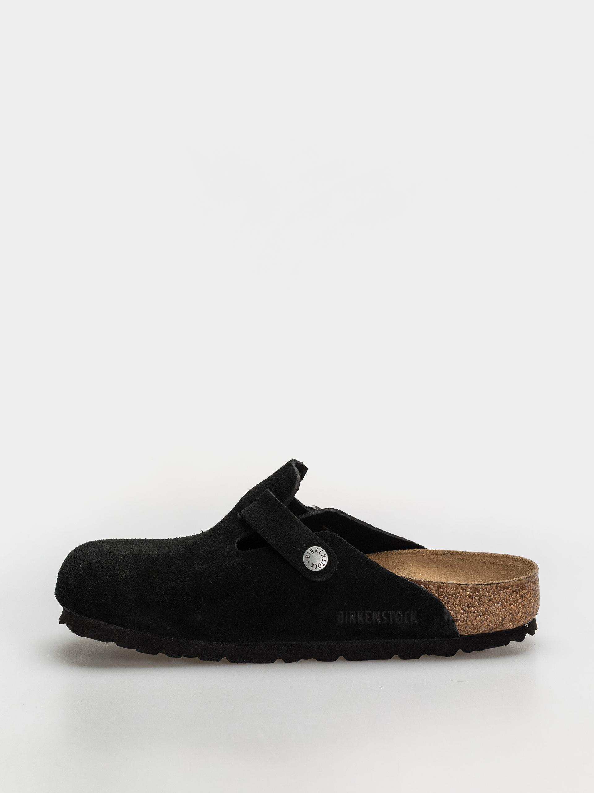 Șlapi Birkenstock Boston Suede Leather Regular (black)