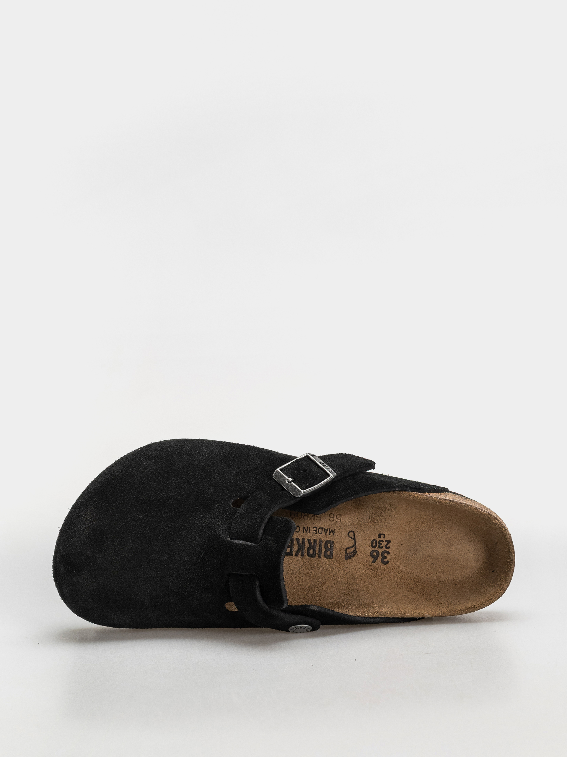 Șlapi Birkenstock Boston Suede Leather Regular (black)