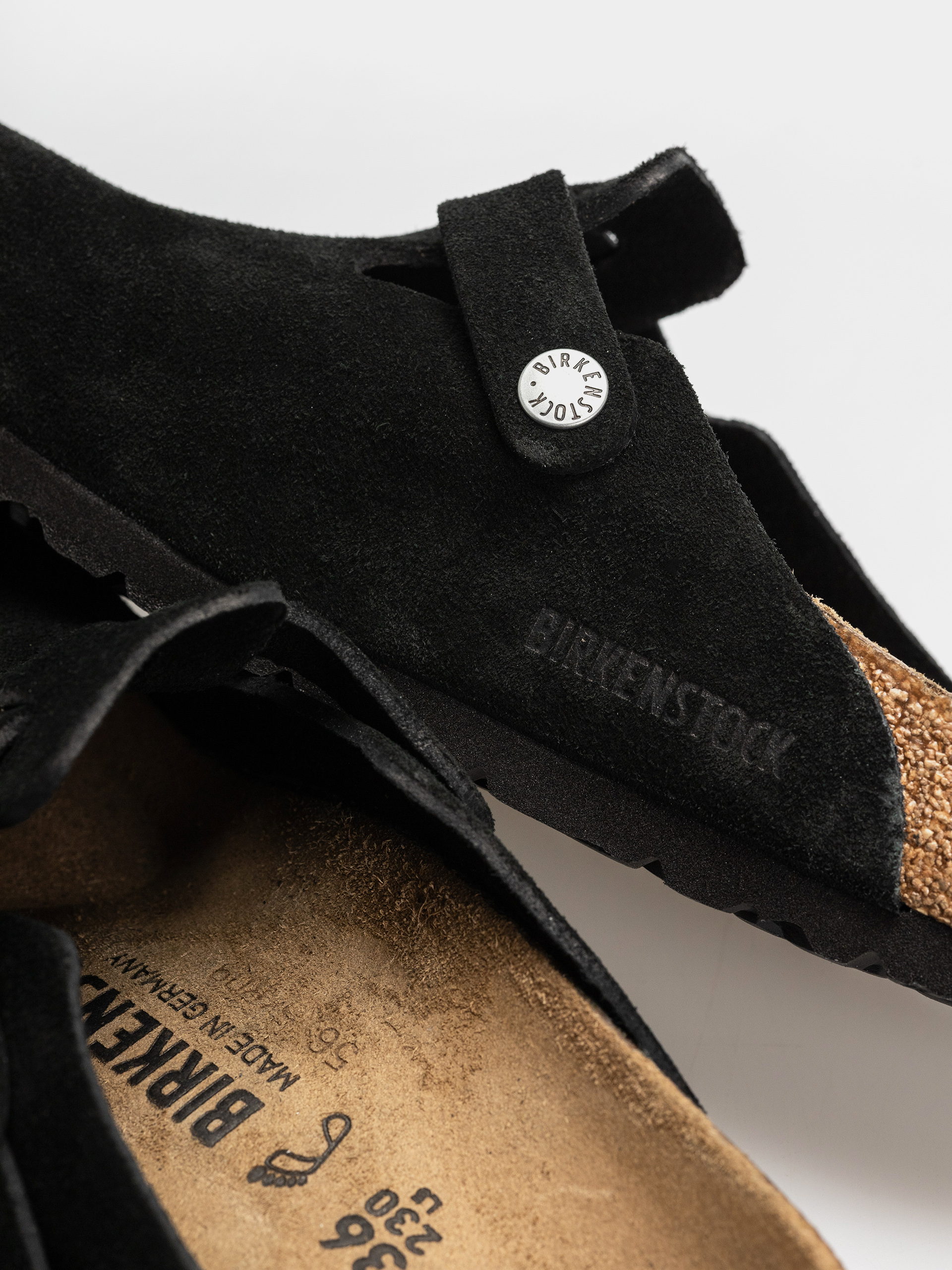 Șlapi Birkenstock Boston Suede Leather Regular (black)