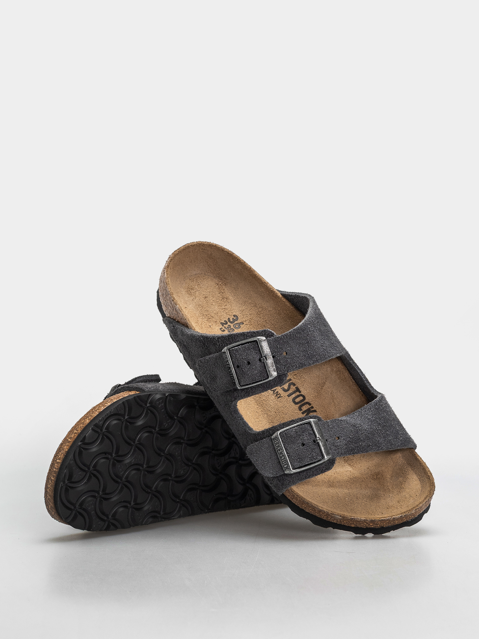 Șlapi Birkenstock Arizona Suede Leather Narrow (charcoal)