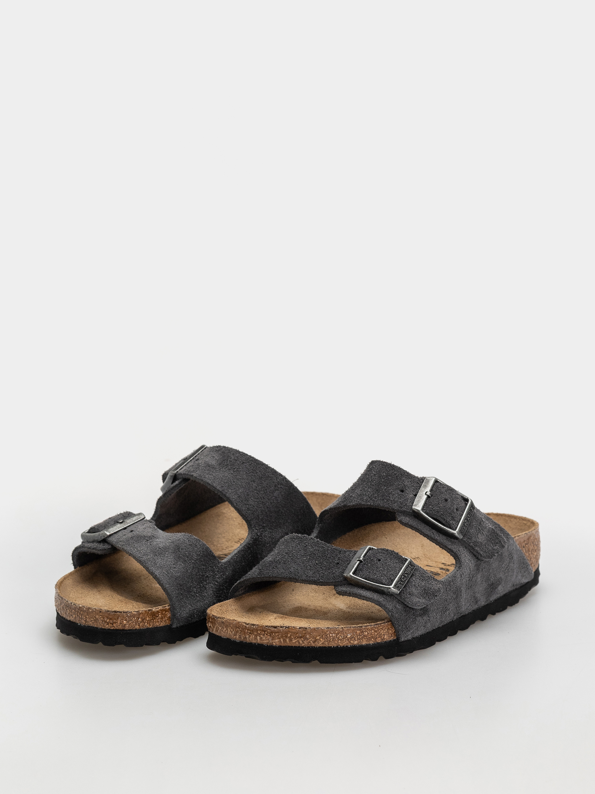 Șlapi Birkenstock Arizona Suede Leather Narrow (charcoal)
