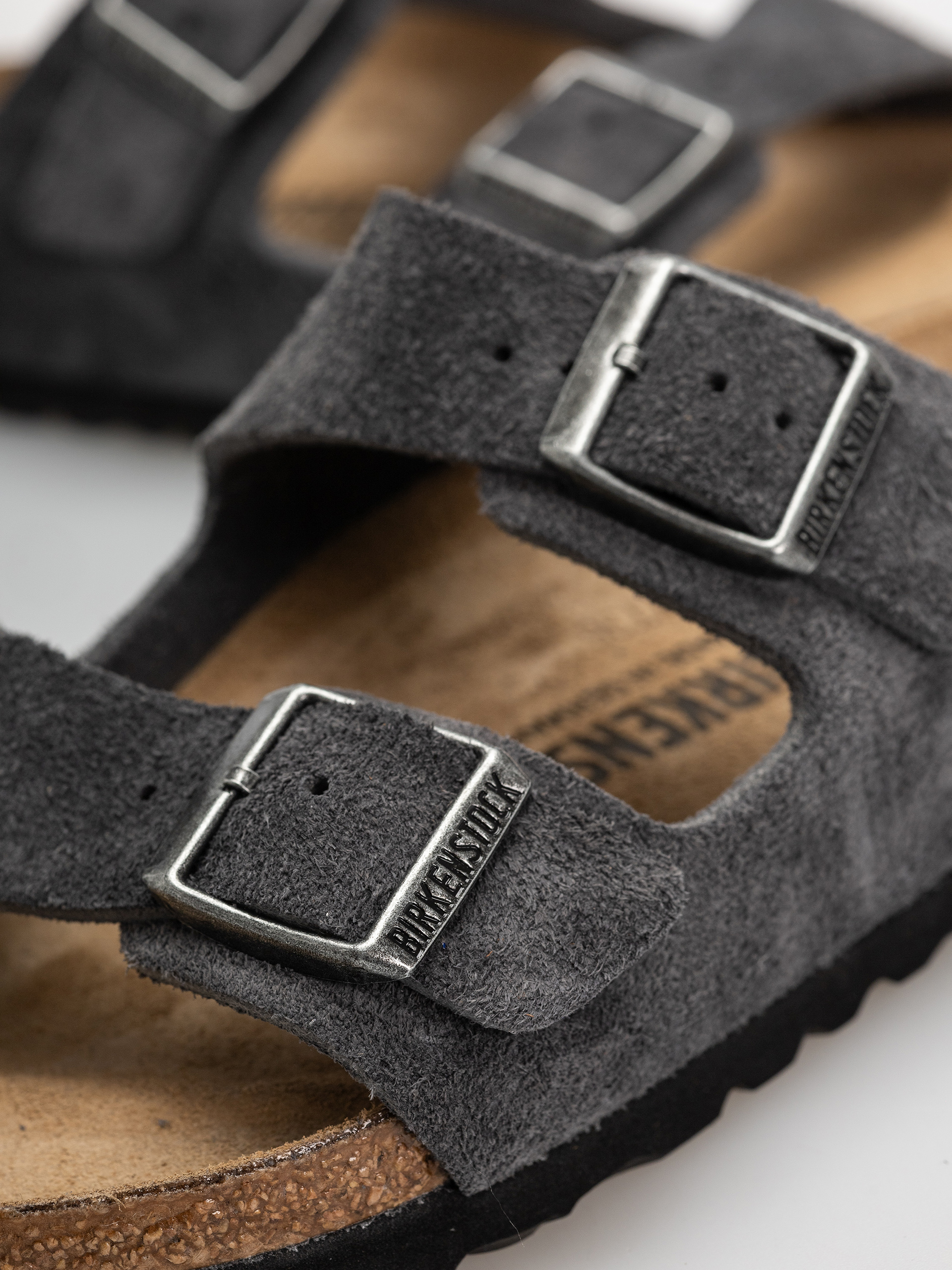 Șlapi Birkenstock Arizona Suede Leather Narrow (charcoal)