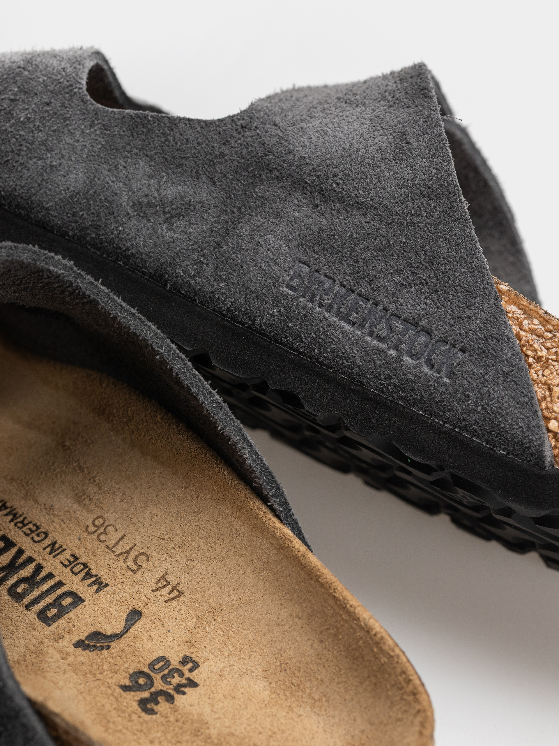 Șlapi Birkenstock Arizona Suede Leather Narrow (charcoal)